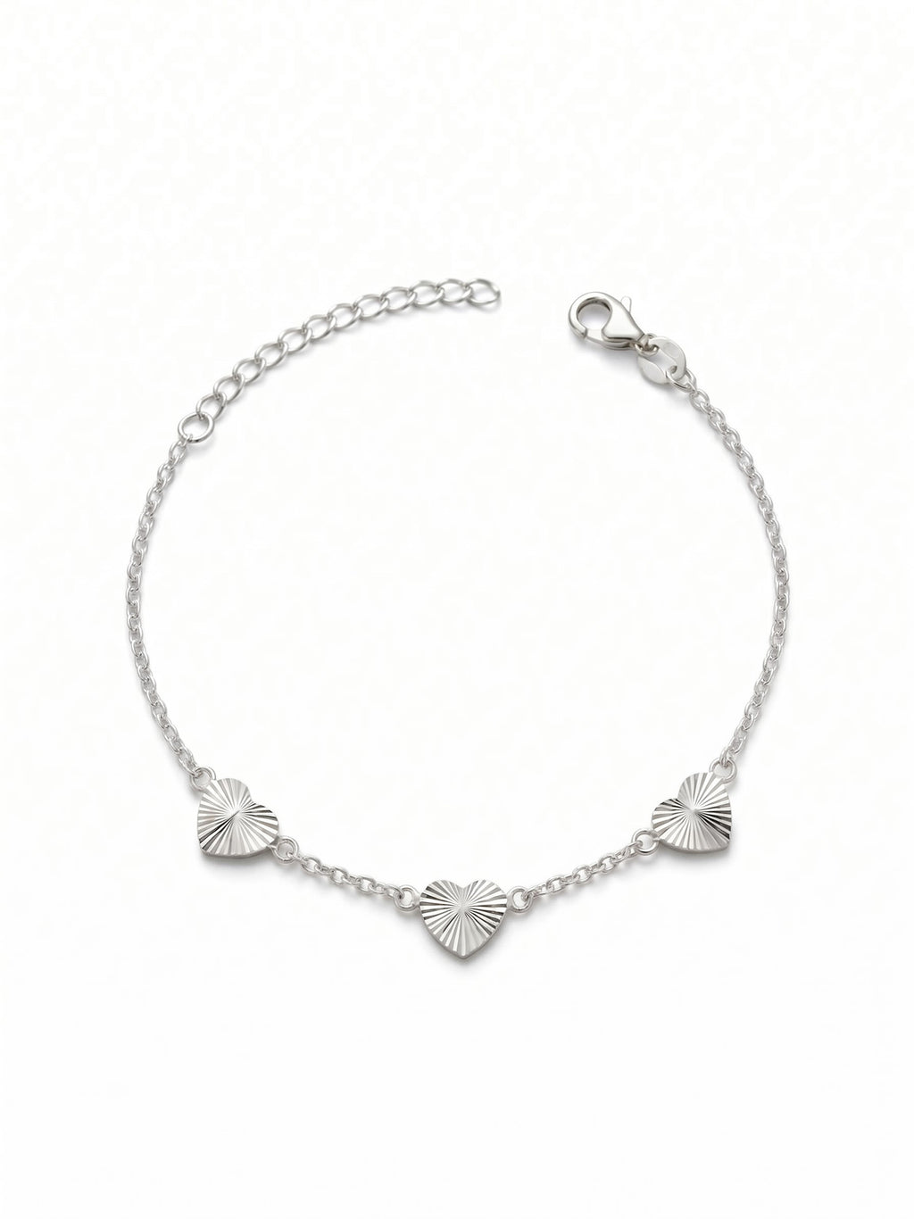 Sunburst Heart Station Cable Chain Bracelet