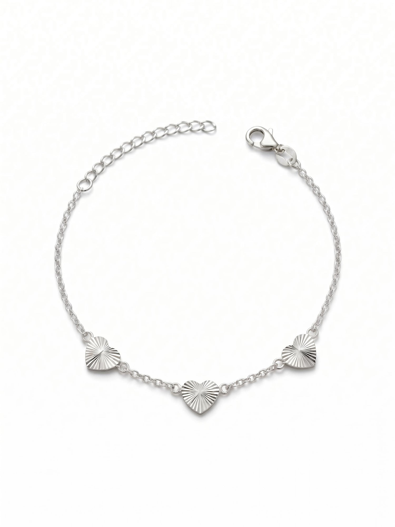 Sunburst Heart Station Cable Chain Bracelet
