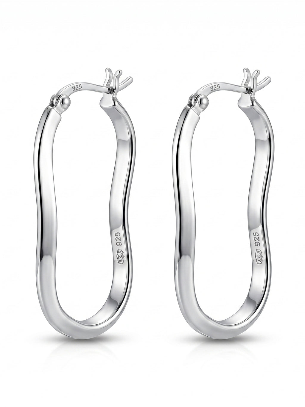 Silver Undulating Hoop Earrings