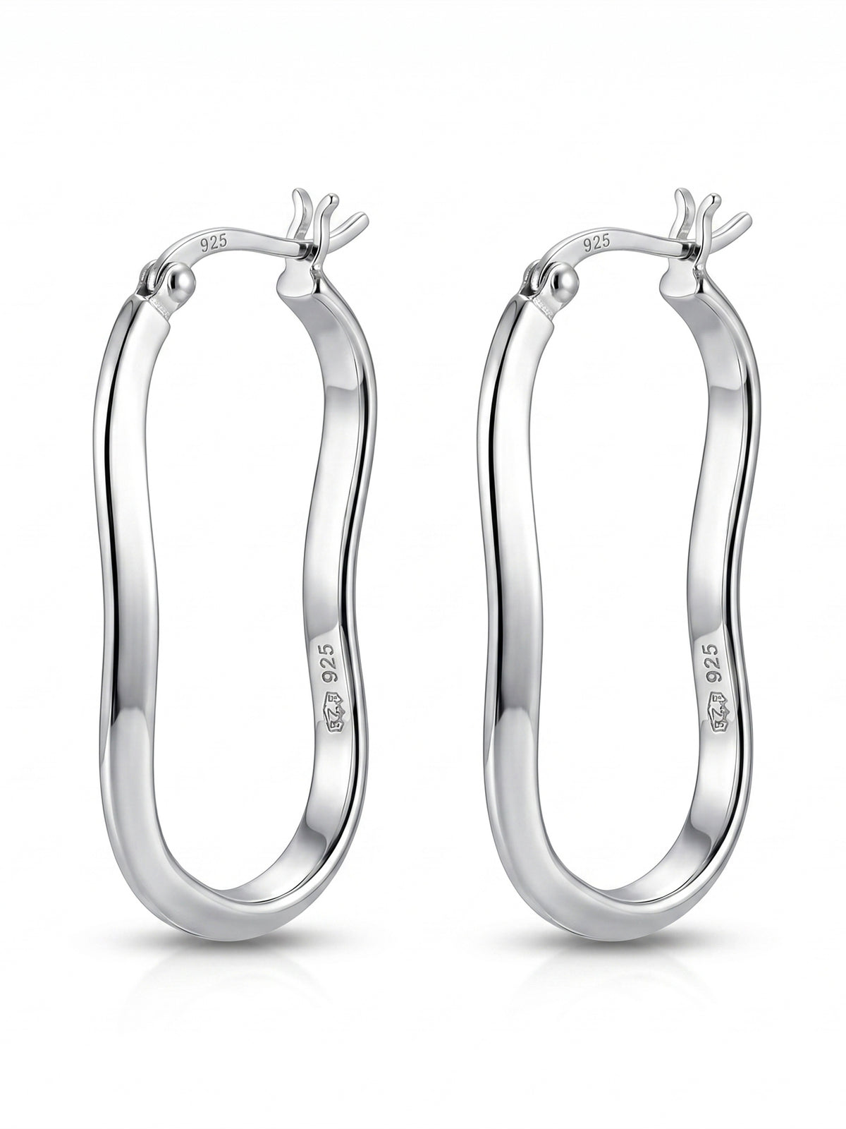 Silver Undulating Hoop Earrings