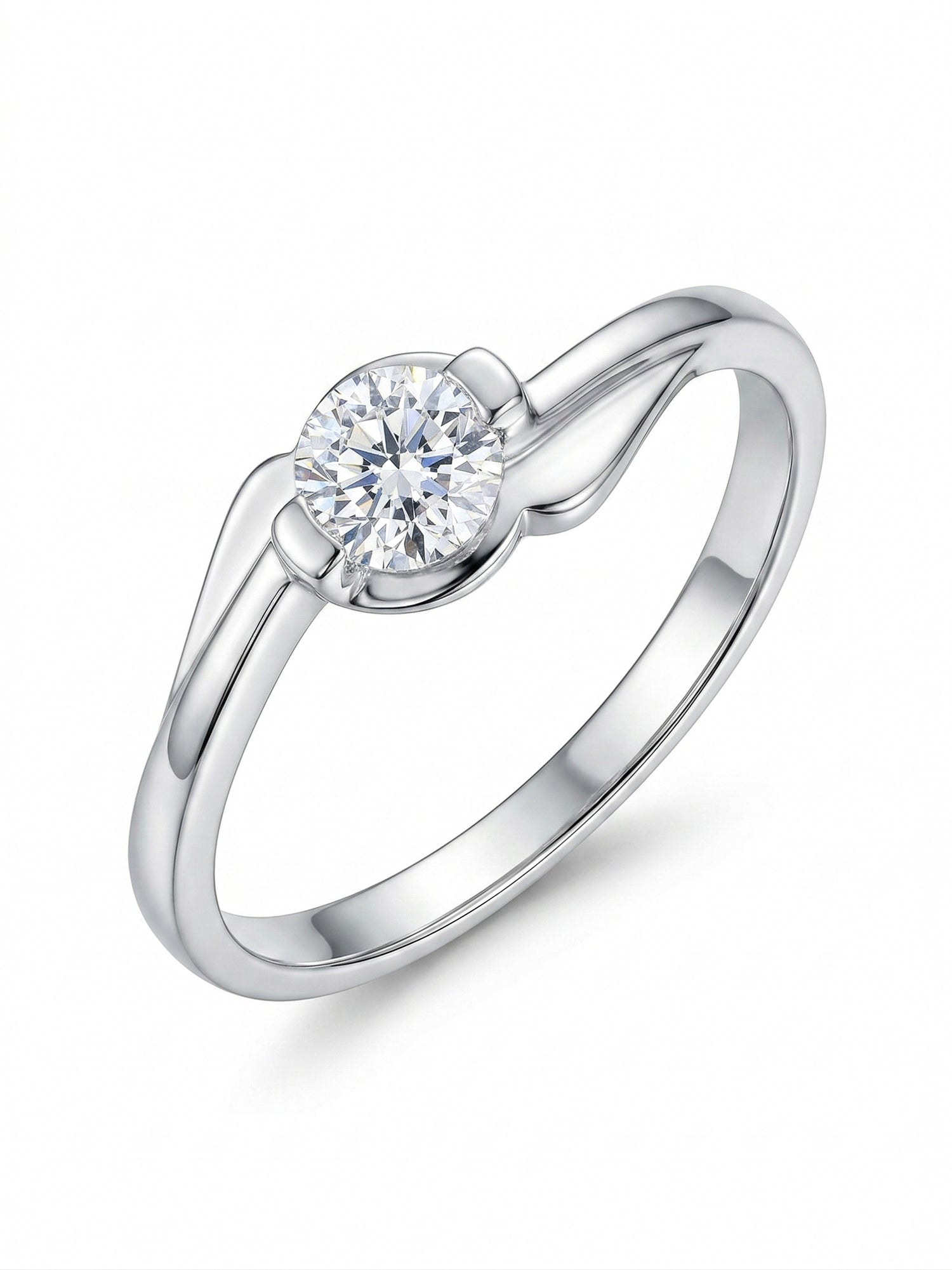 Sculptural Bypass Solitaire Ring