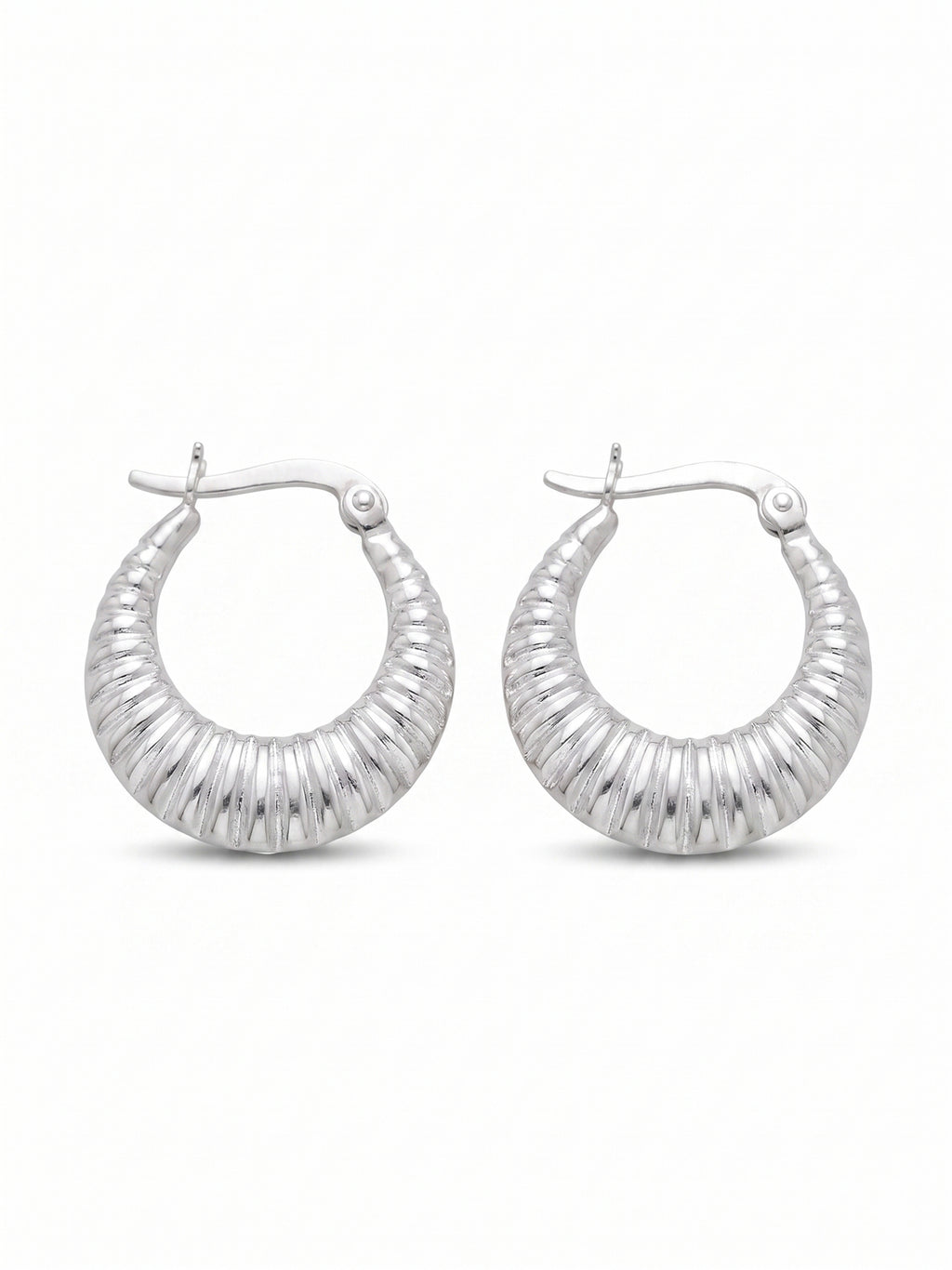Sculptural Ribbed Graduated Hoop Earrings
