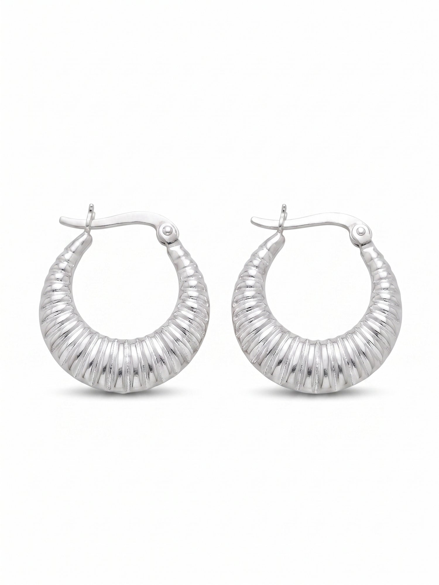 Sculptural Ribbed Graduated Hoop Earrings