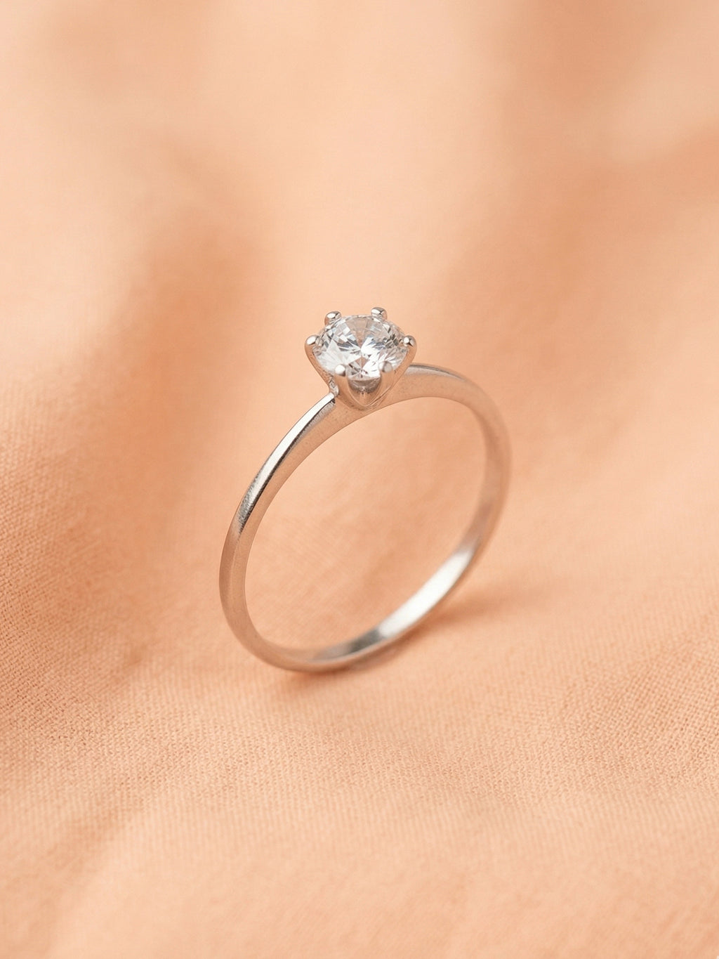 Silver Minimalist Brilliant Solitaire Ring