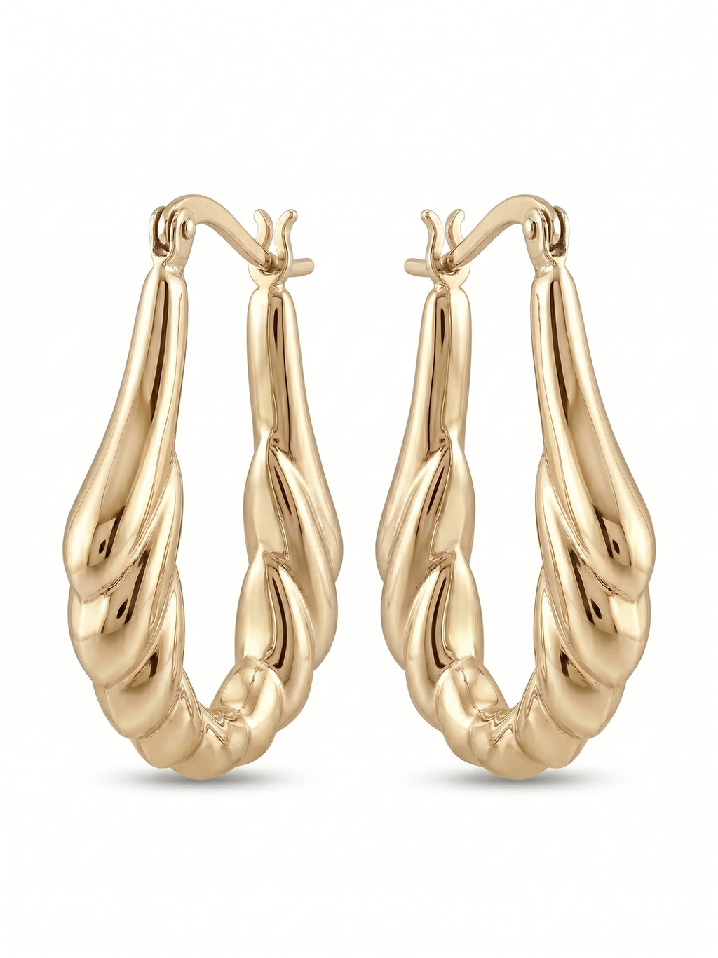 Gilded Scalloped Teardrop Hoops