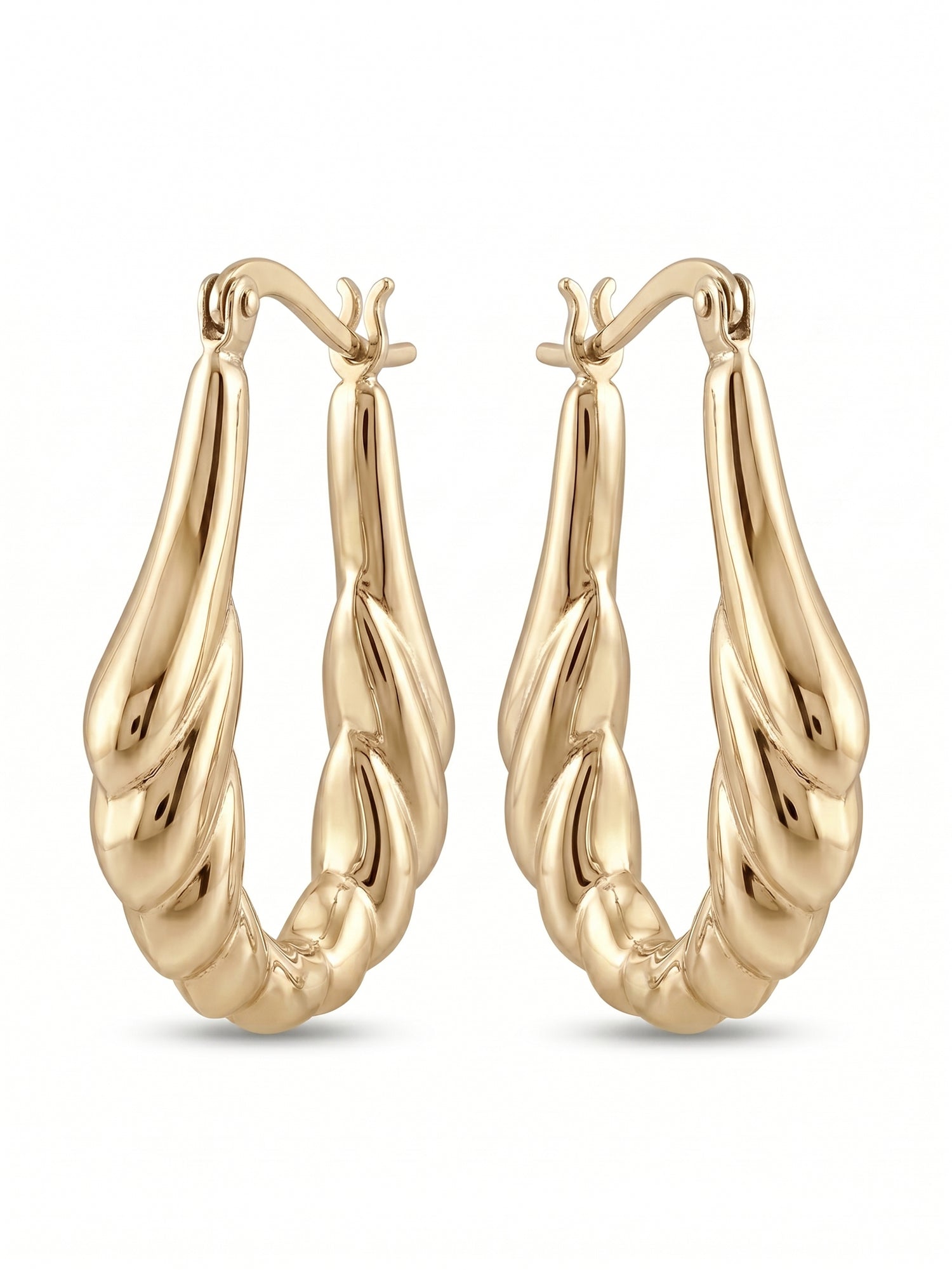 Gilded Scalloped Teardrop Hoops