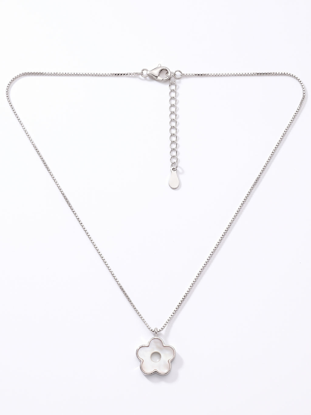 Mother of Pearl Open Flower Pendant Necklace