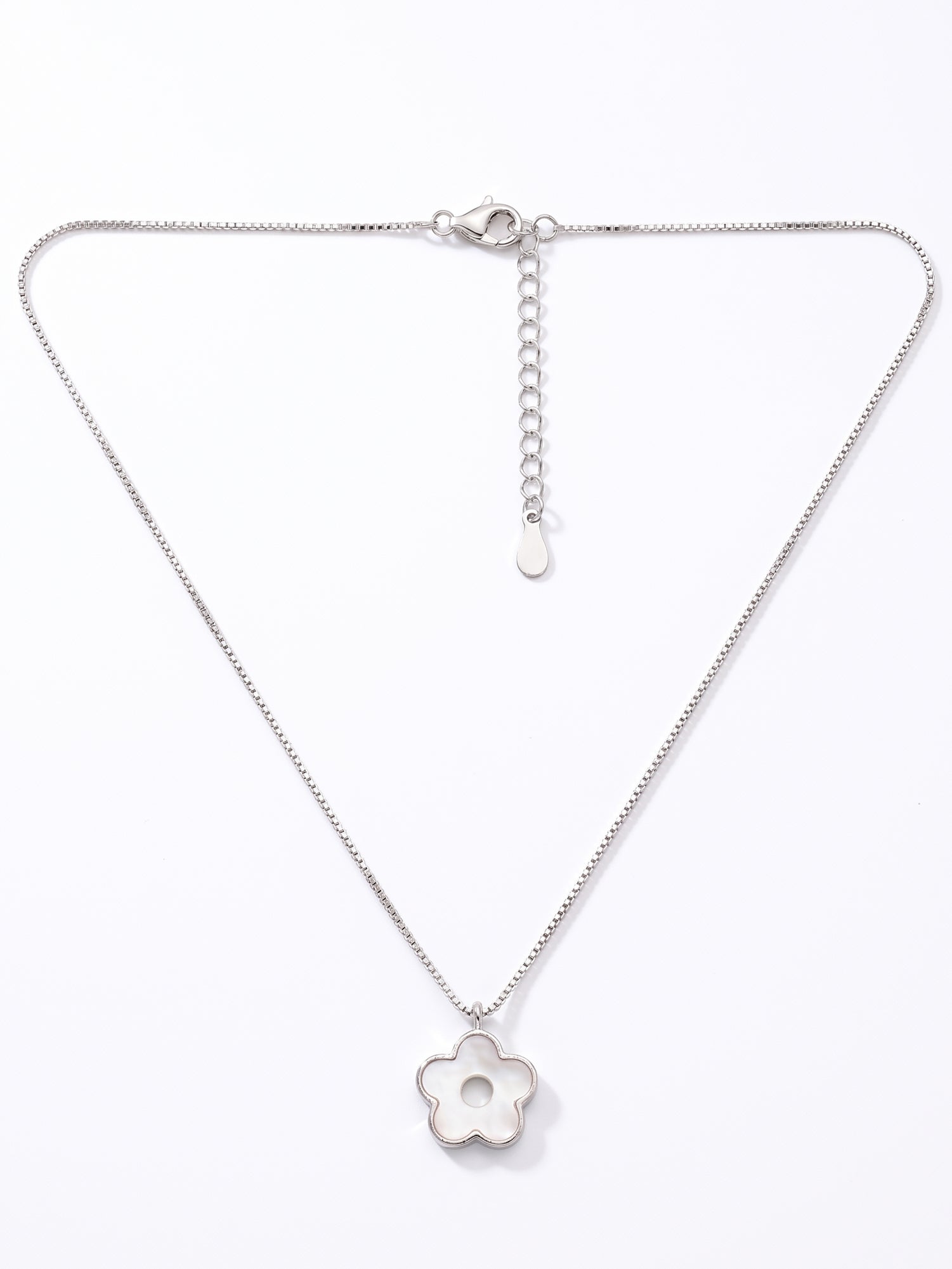 Mother of Pearl Open Flower Pendant Necklace