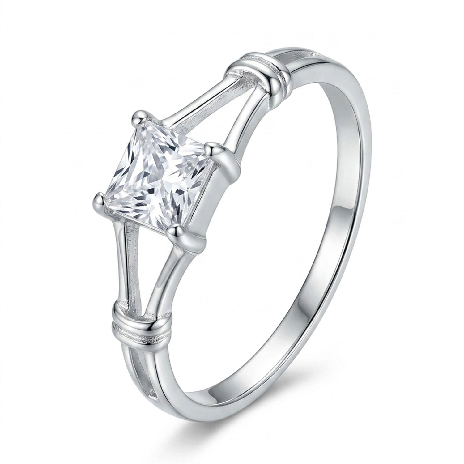 Architectural Princess Solitaire Ring