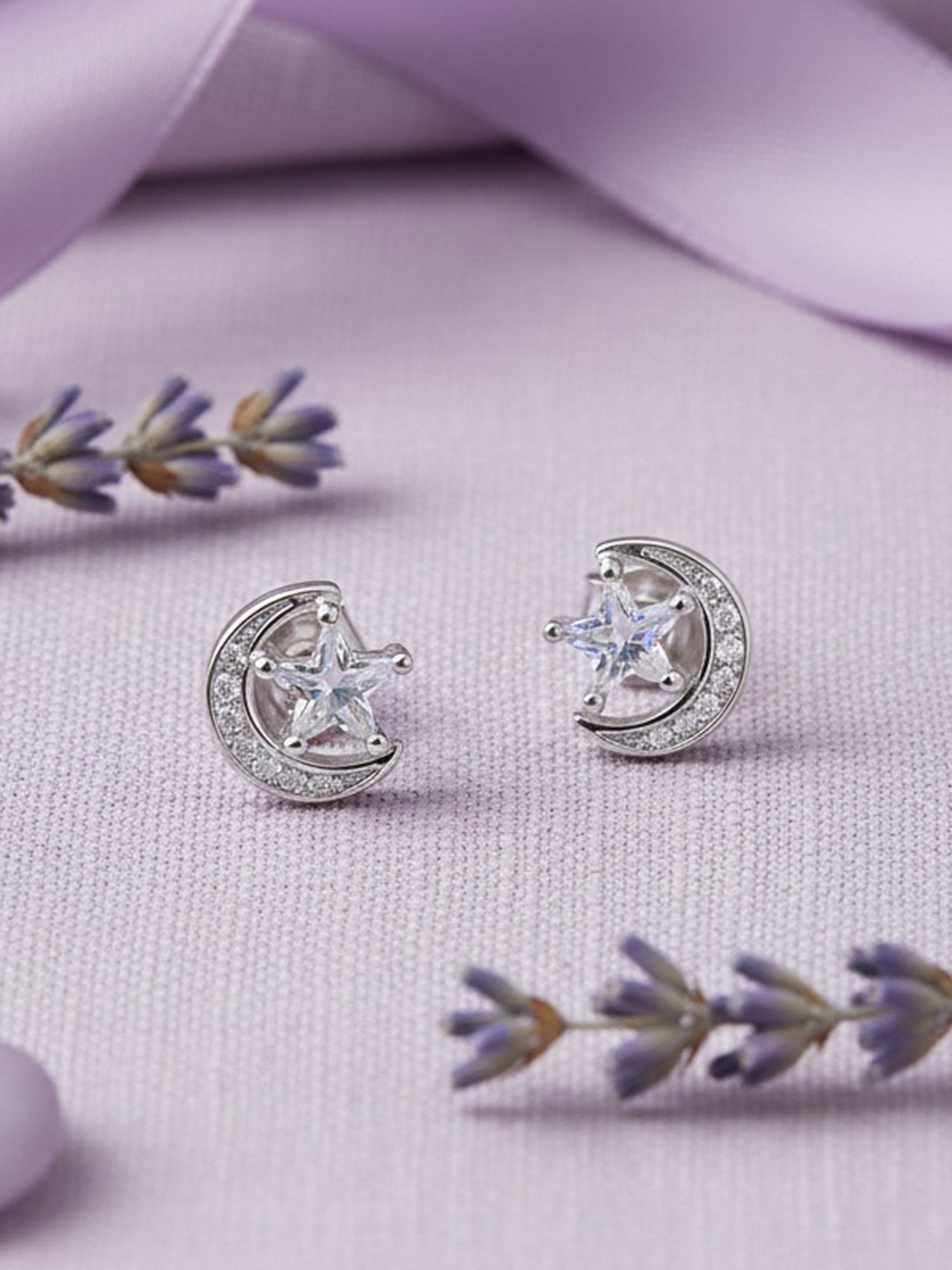 Celestial Crescent Star Studs