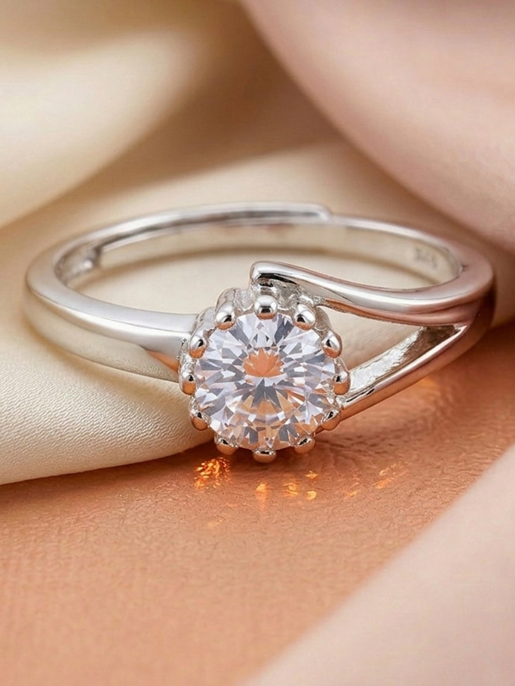 Radiant Crown Solitaire Ring