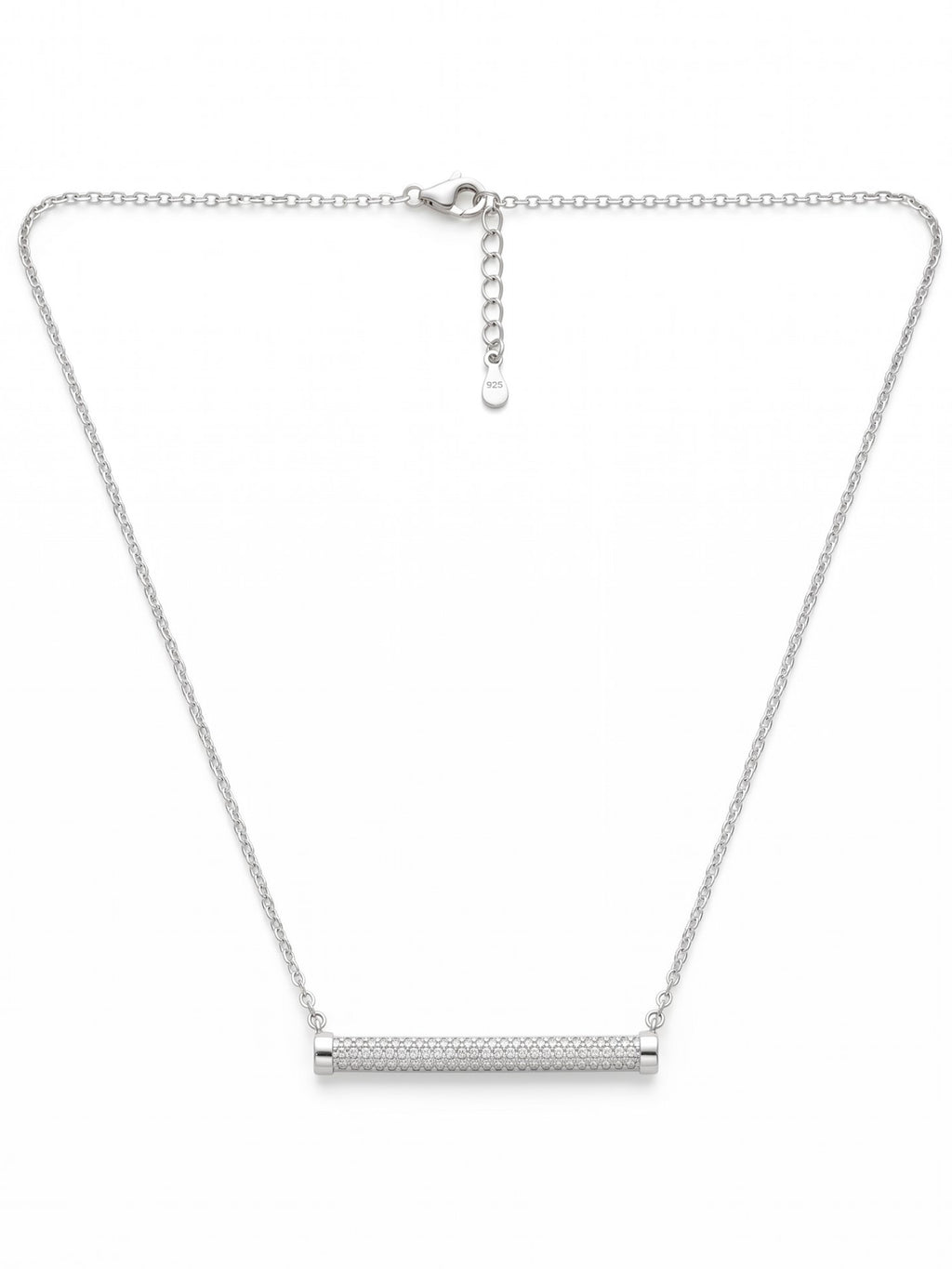 Pavé CZ Cylindrical Bar Necklace