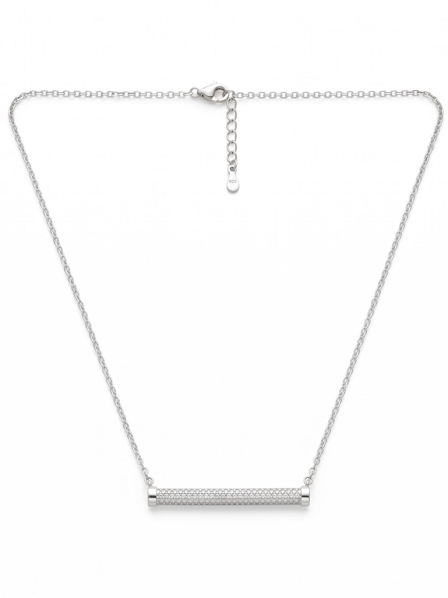 Pavé CZ Cylindrical Bar Necklace