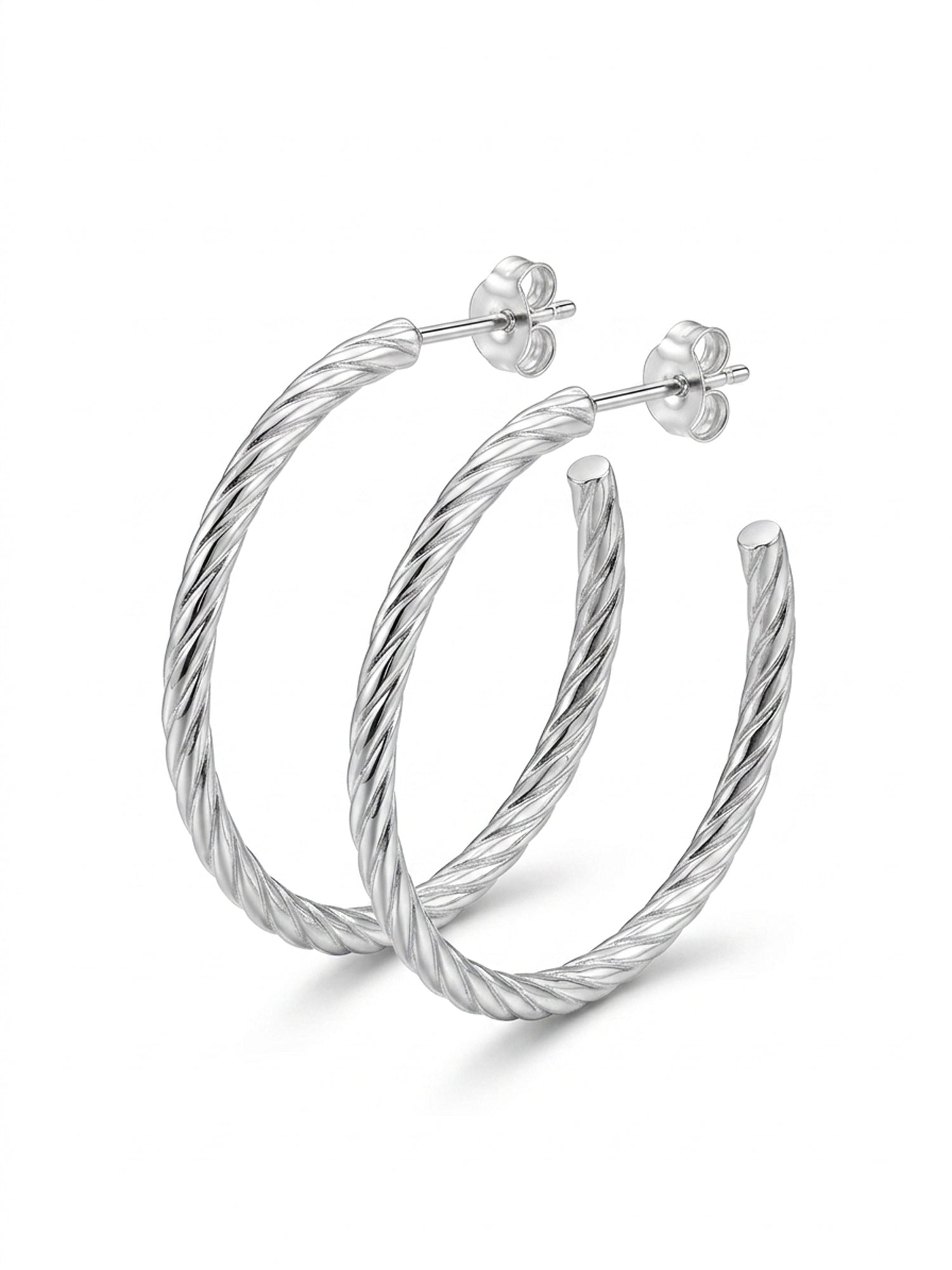 Sculptural Twisted Open Hoops