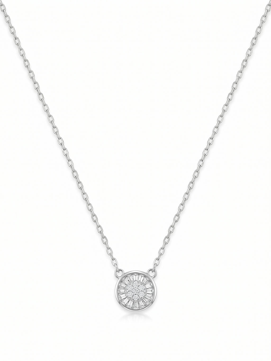 Sunburst Pavé Disc Pendant Necklace