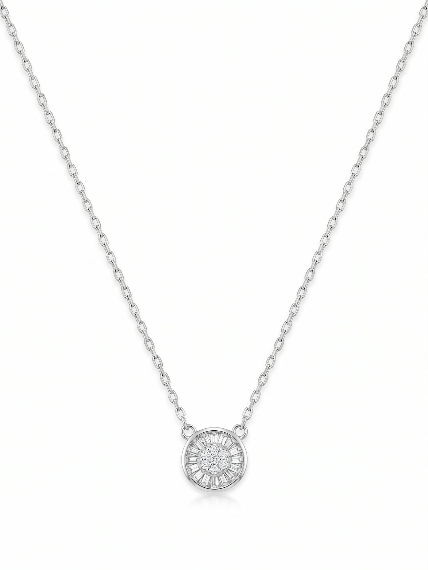 Sunburst Pavé Disc Pendant Necklace