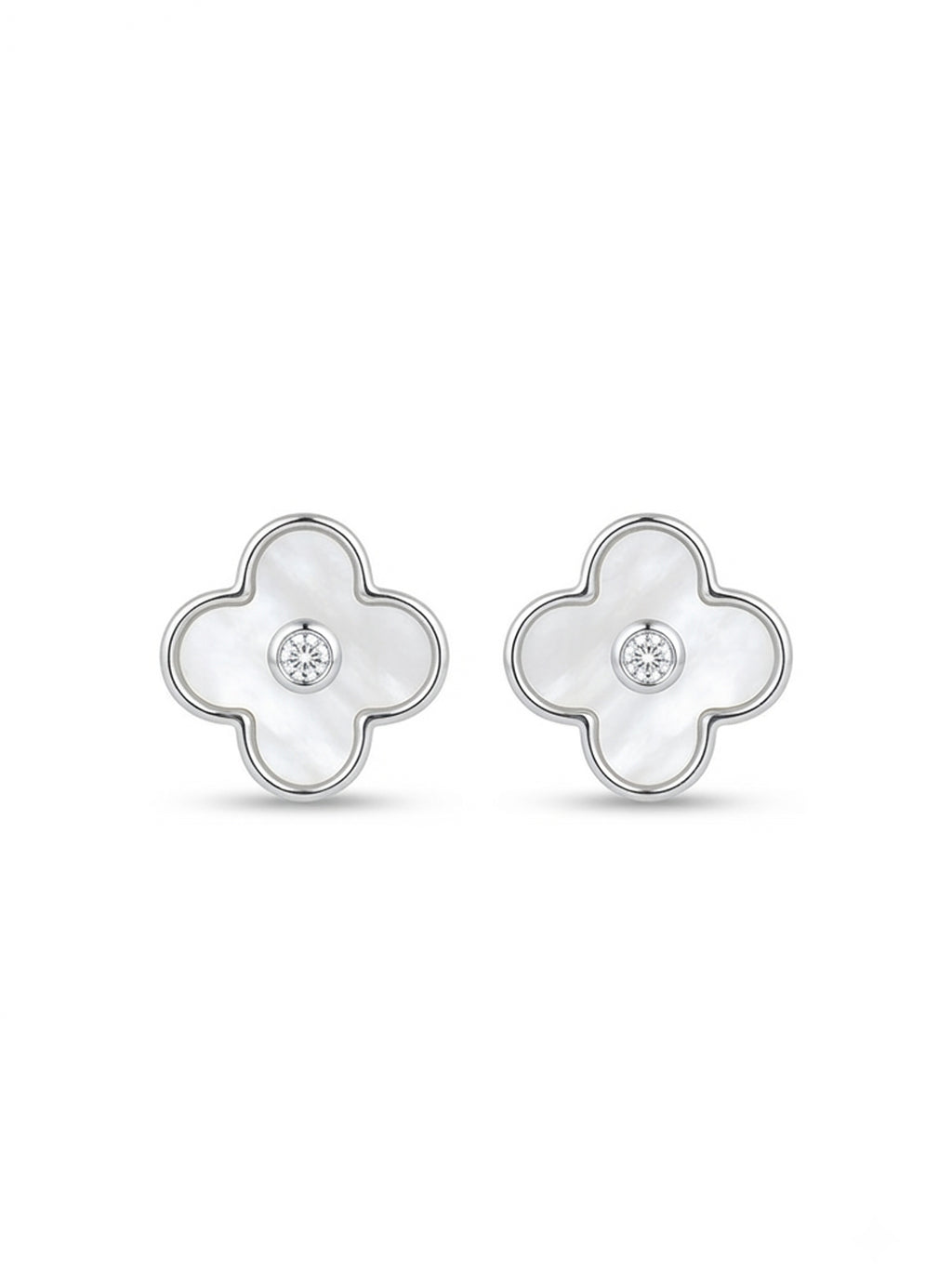 Celestial Clover Mother-of-Pearl & Cubic Zirconia Stud Earrings