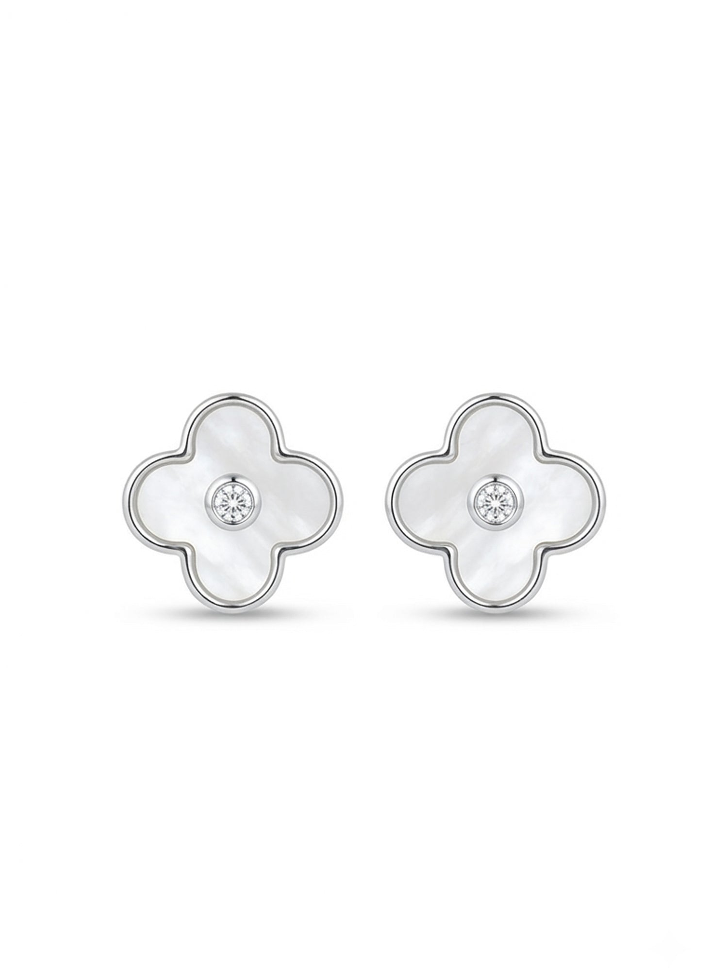Celestial Clover Mother-of-Pearl & Cubic Zirconia Stud Earrings