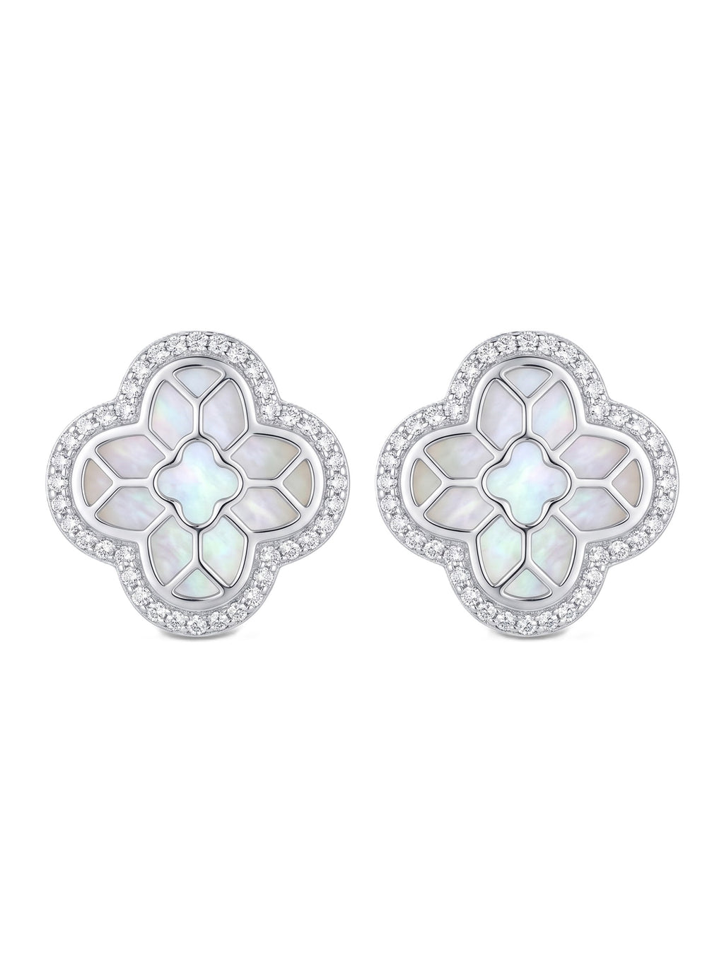 The Flora Luxe Mother-of-Pearl & CZ Stud Earrings