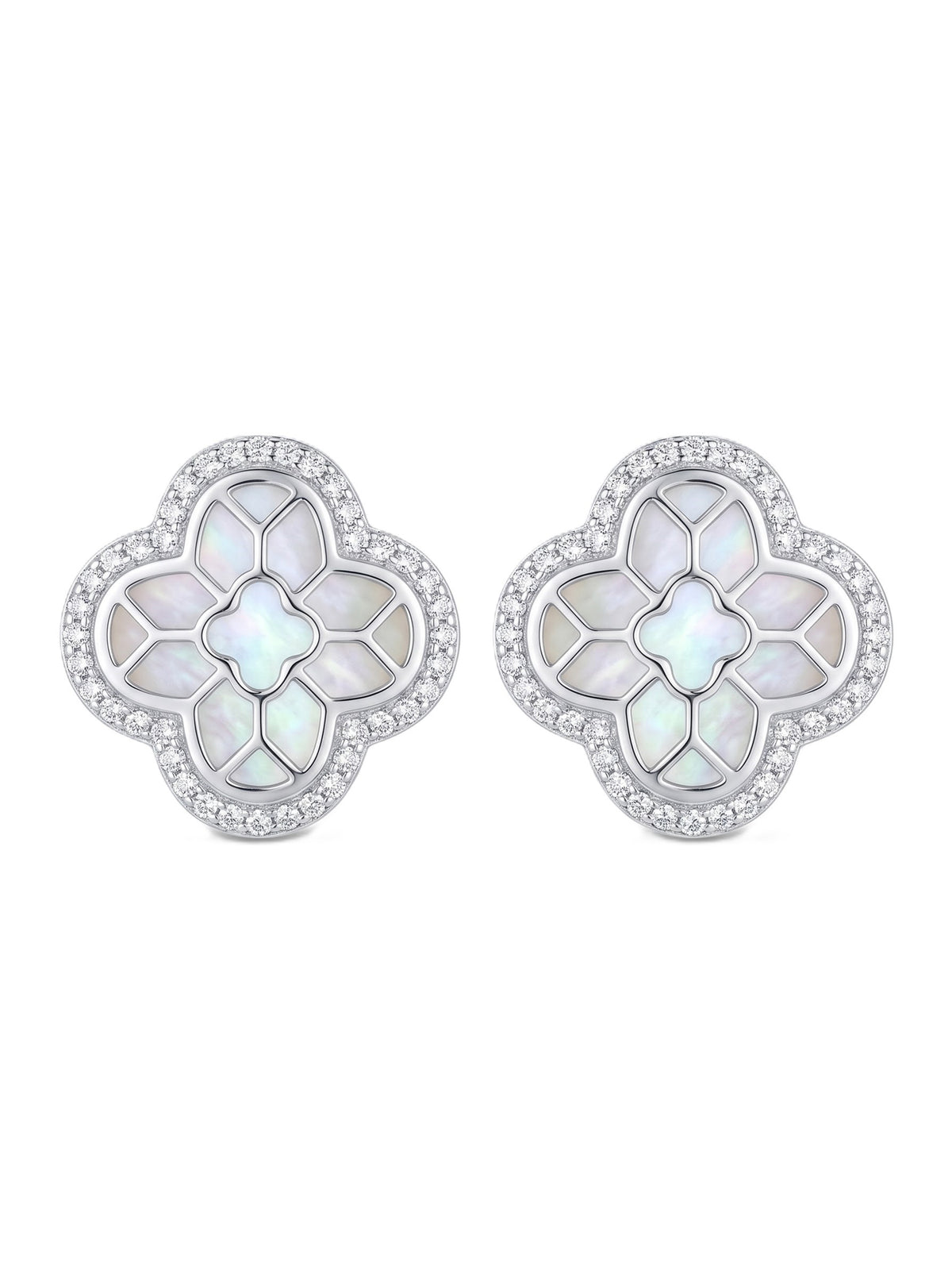 The Flora Luxe Mother-of-Pearl & CZ Stud Earrings