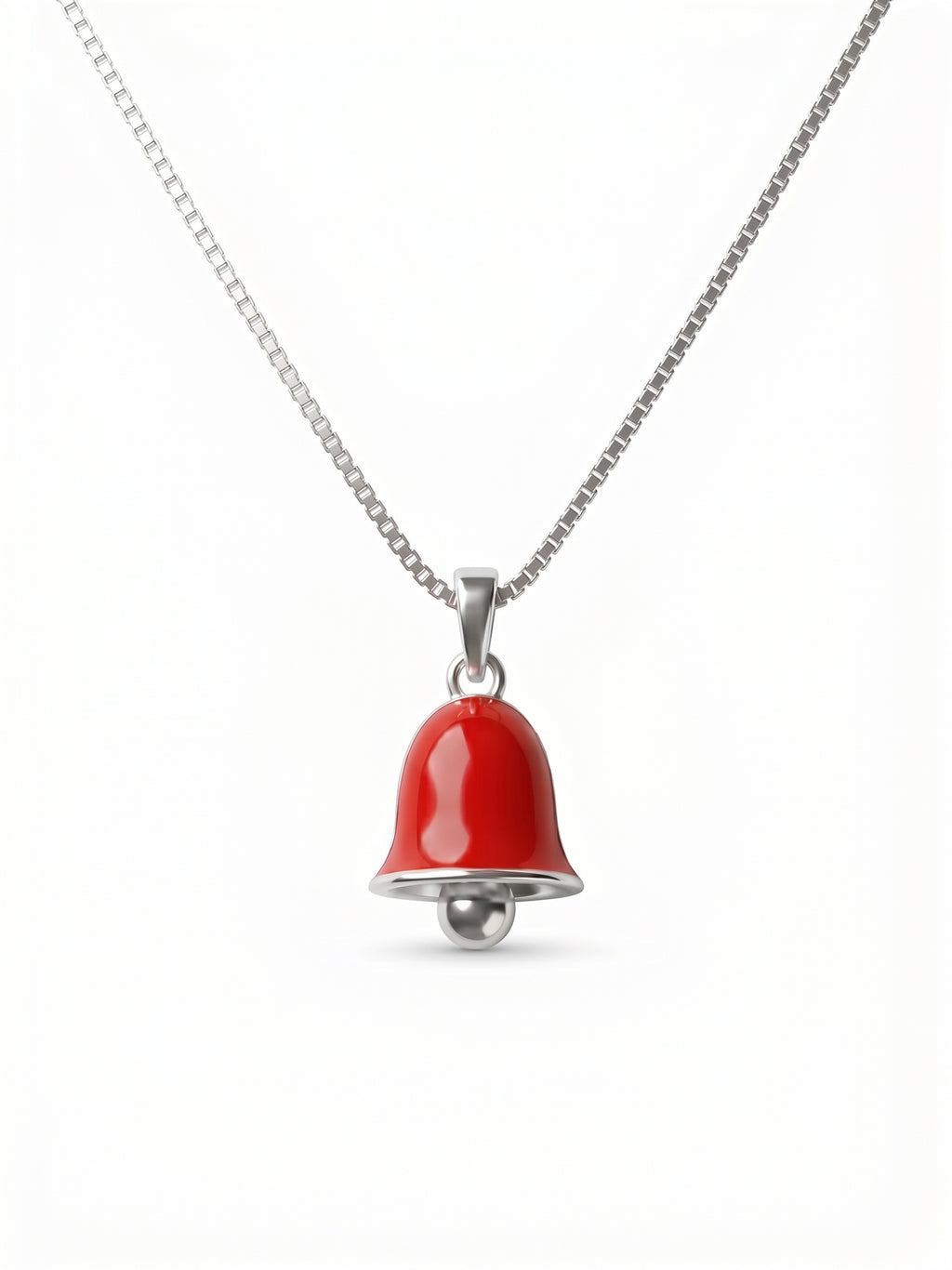 Kids Vibrant Red Bell Enamel Pendant Necklace