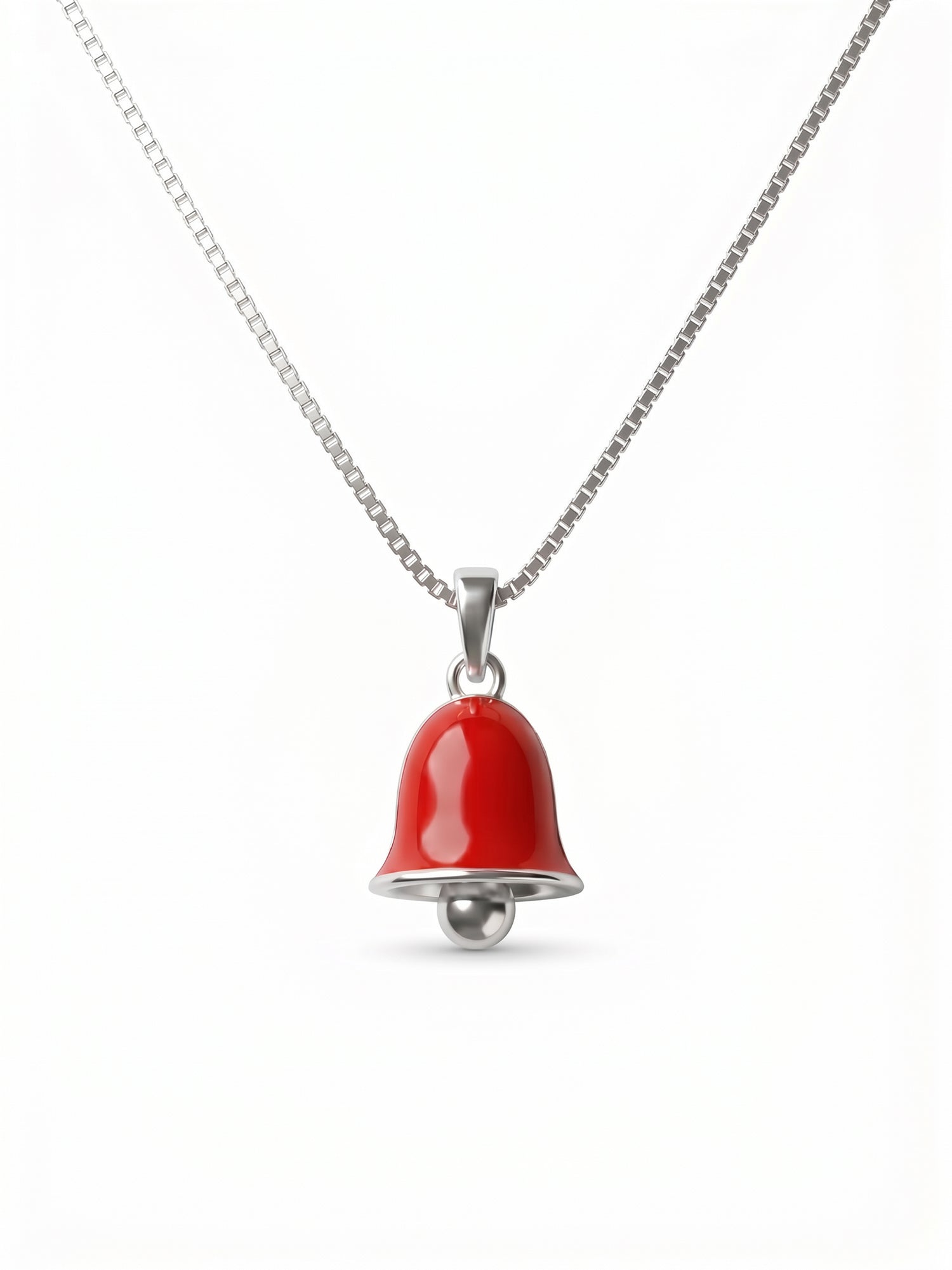 Kids Vibrant Red Bell Enamel Pendant Necklace