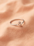 Silver Crescent Solitaire Ring