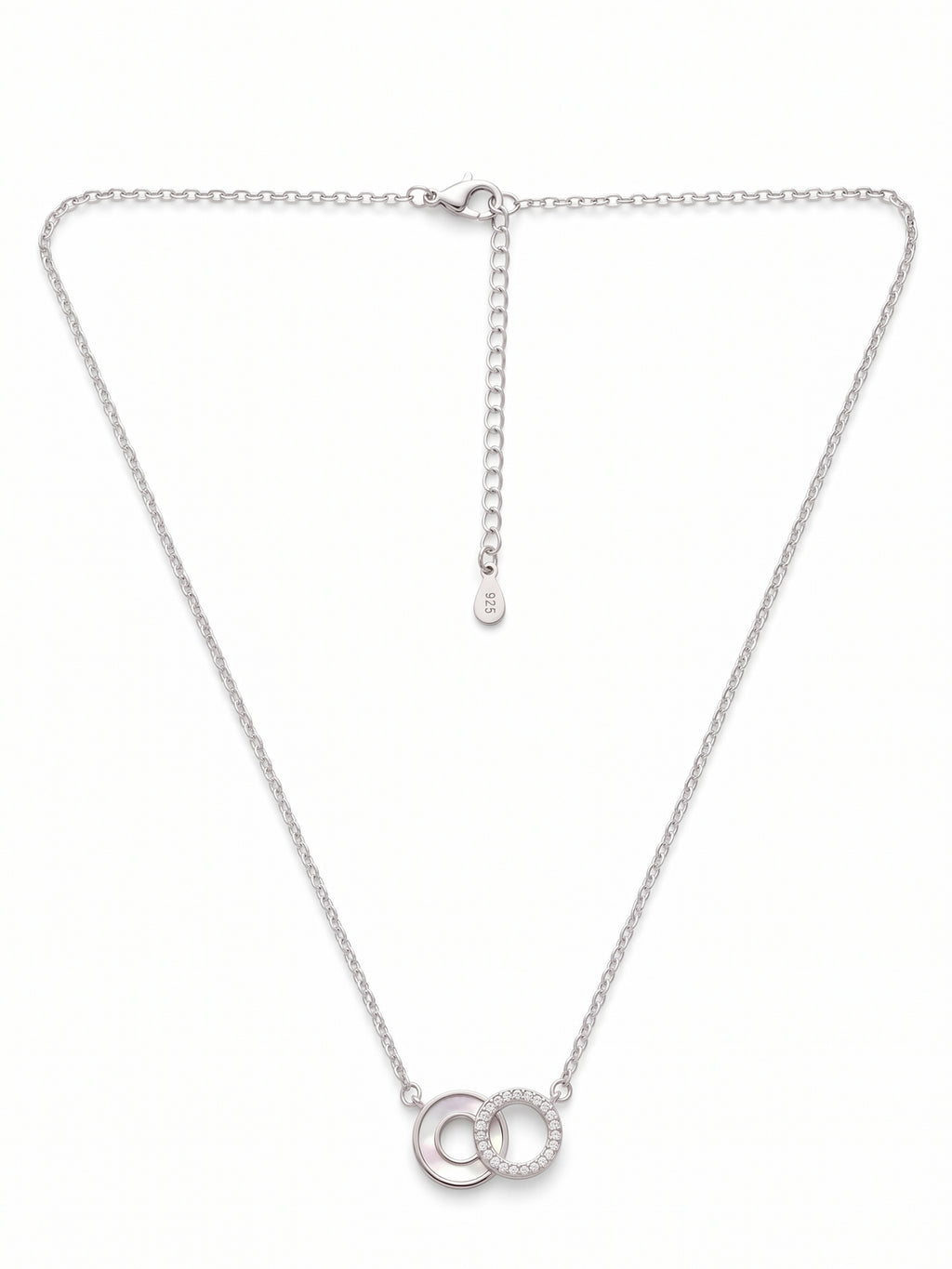 Interlocked Circle & CZ Eternity Necklace