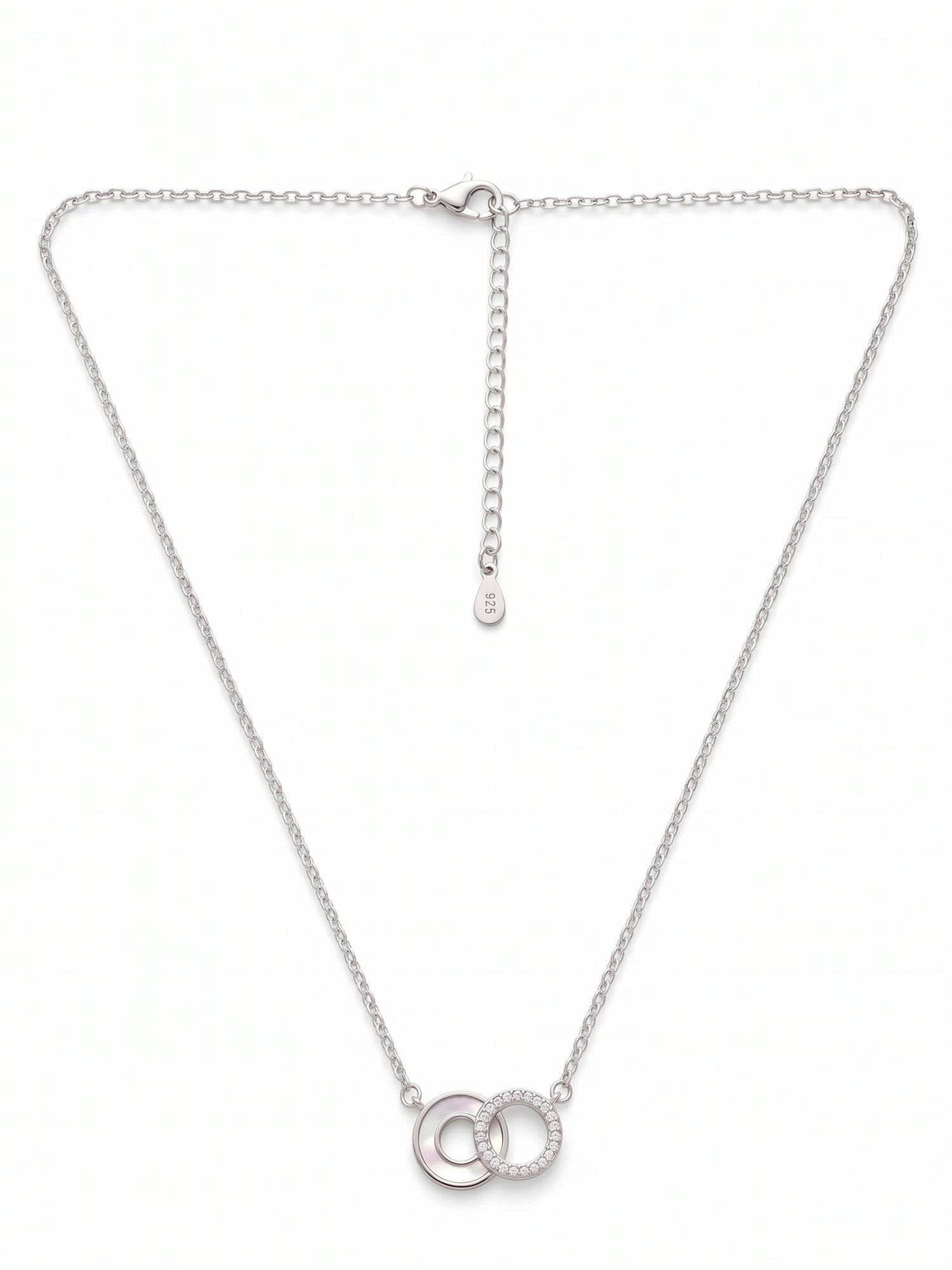 Interlocked Circle & CZ Eternity Necklace