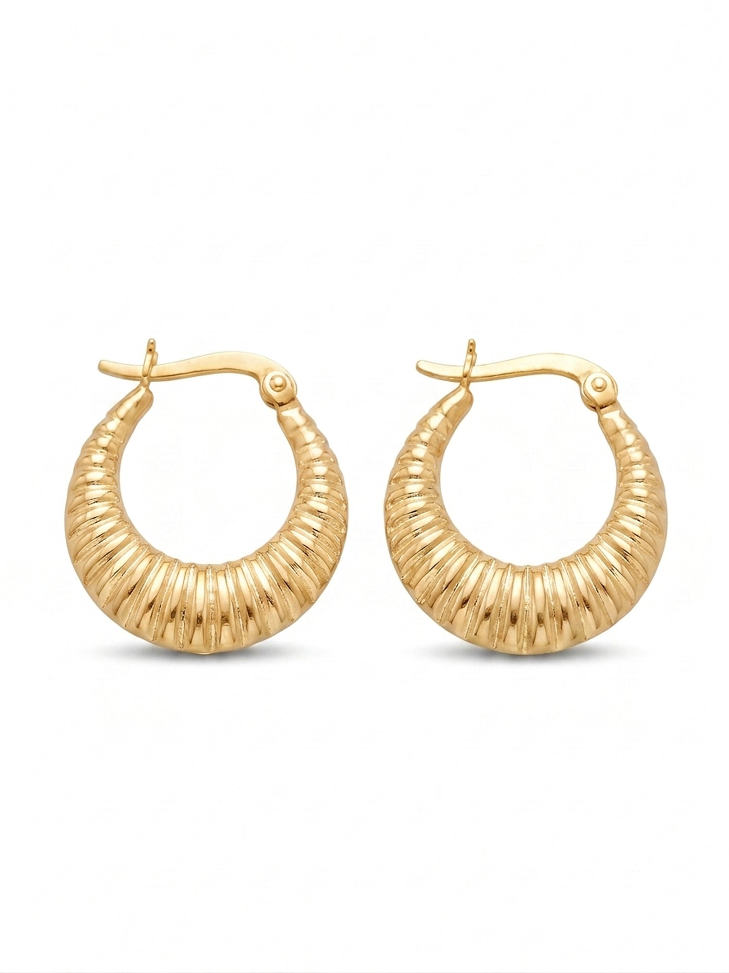 Gilded Ribbed Crescent Hoops