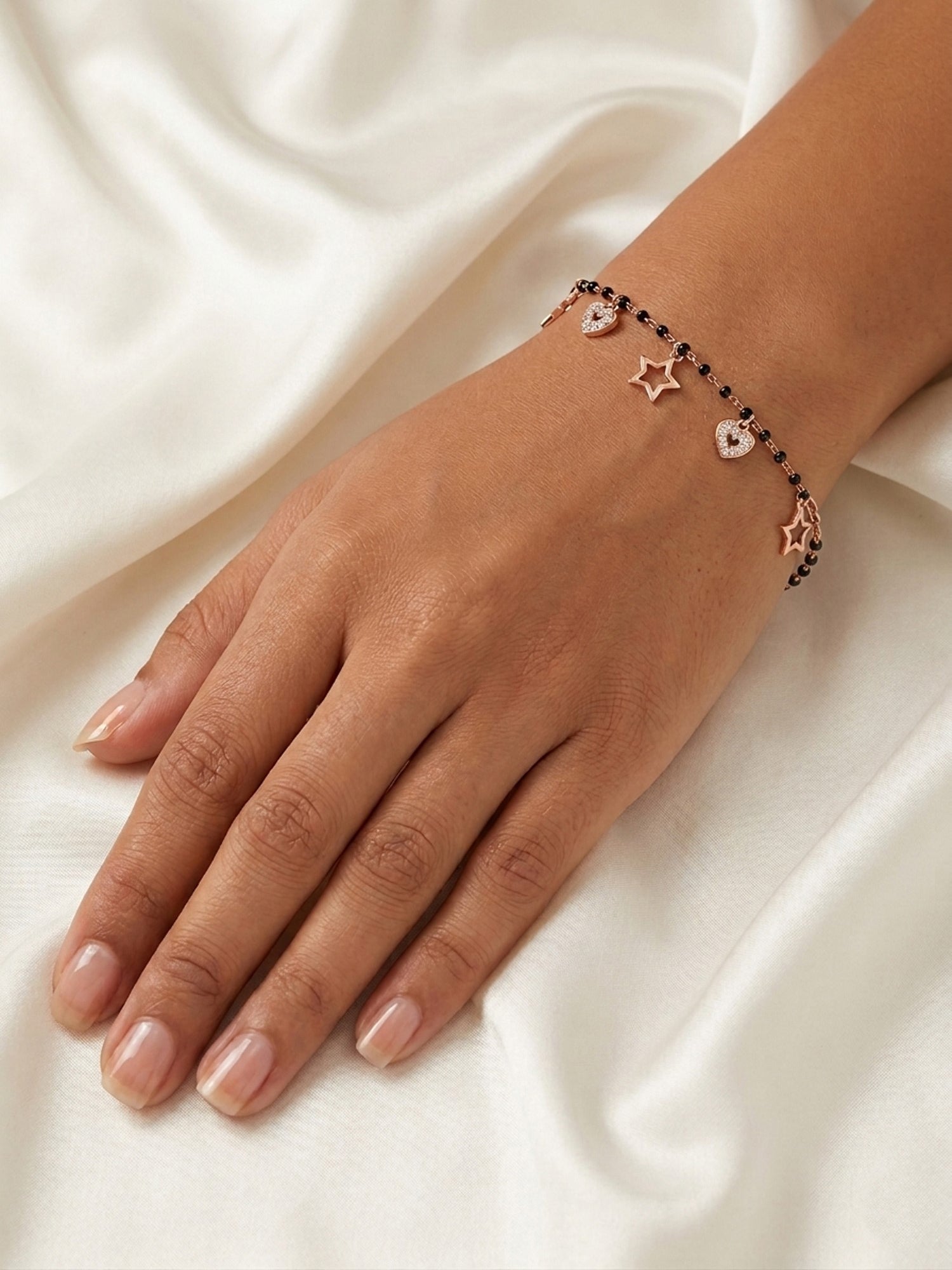 Roseate Celestial Heart & Star Noir Nazariya Bracelet for Kids