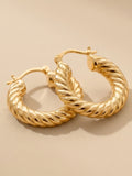 Twisted Rope Chunky Huggie Hoop Earrings