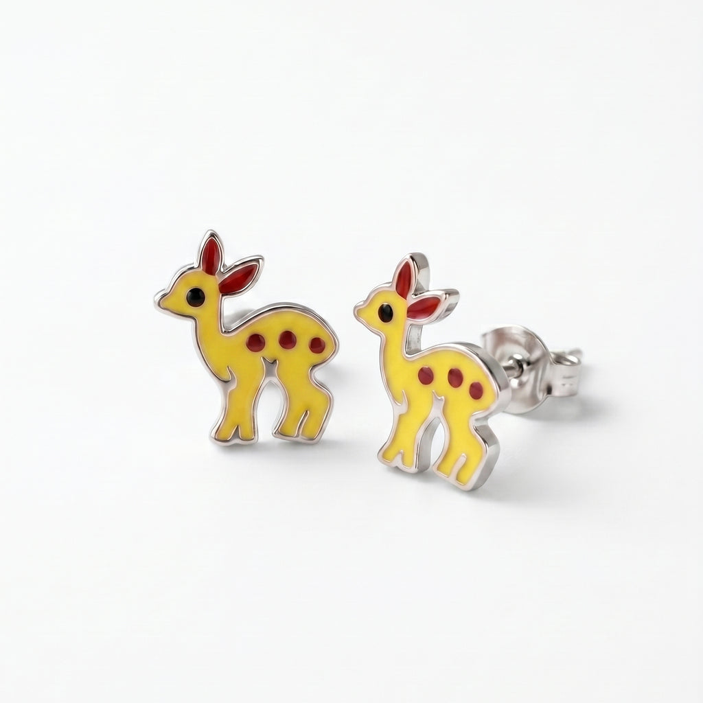 Enamel Fawn Stud Earrings
