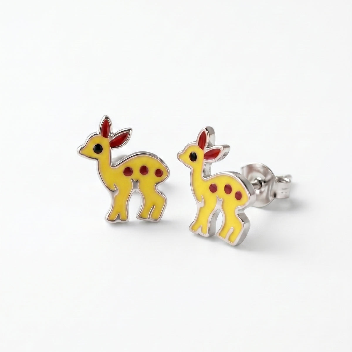 Enamel Fawn Stud Earrings