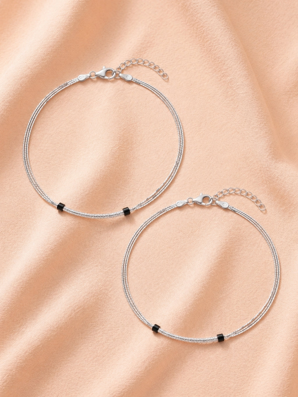 Triple-Strand Stardust Nazaria Anklet Pair