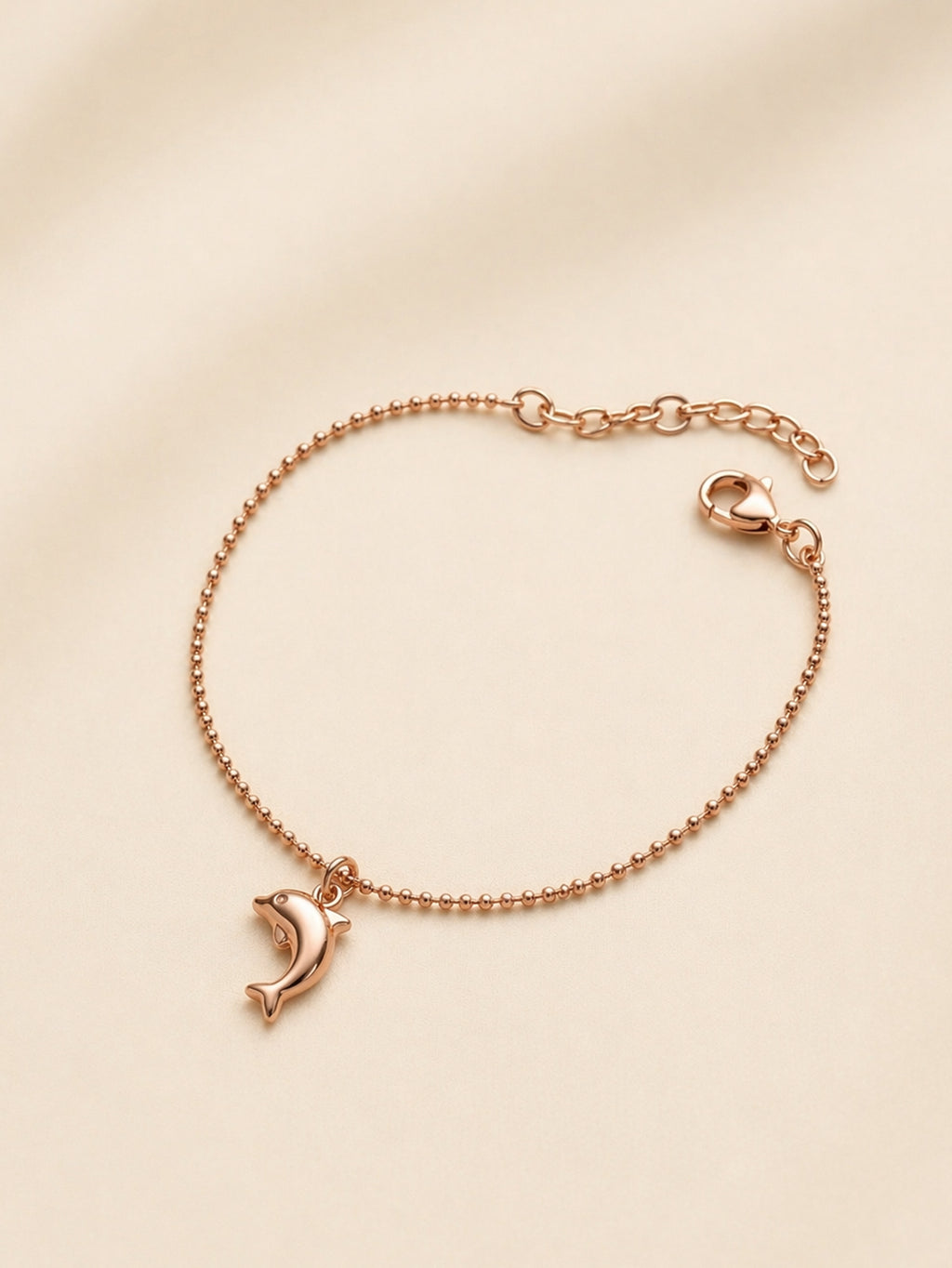 Roseate Aquatic Dolphin Charm Bead Anklet