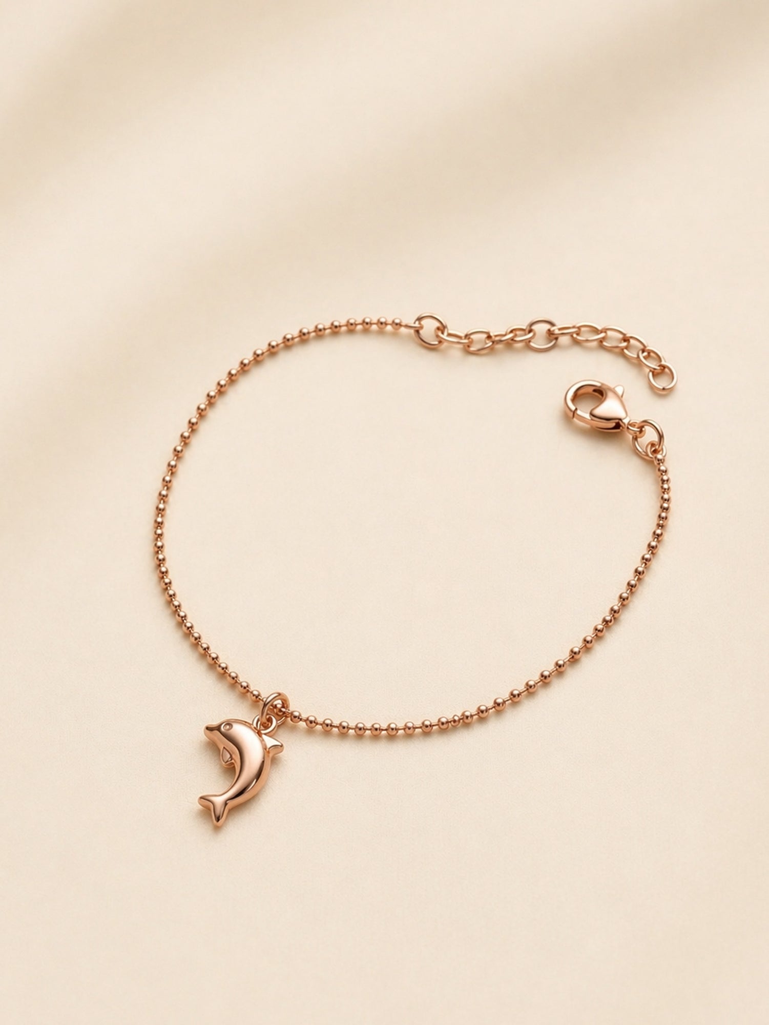 Roseate Aquatic Dolphin Charm Bead Anklet
