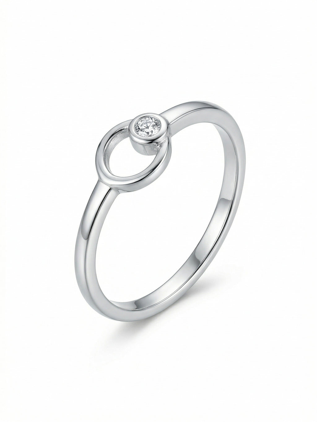 Silver Halo Bezel Solitaire Ring