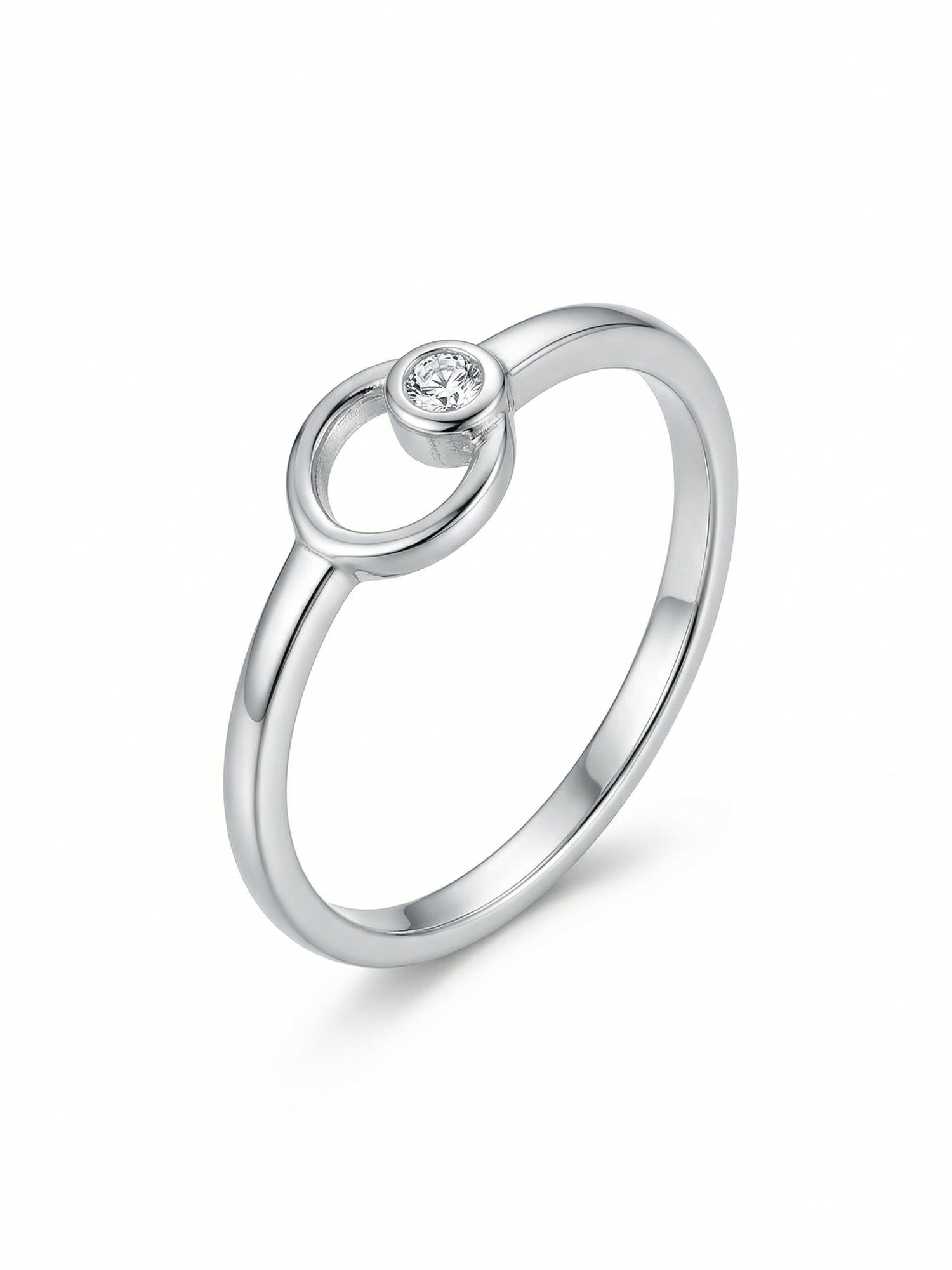 Silver Halo Bezel Solitaire Ring