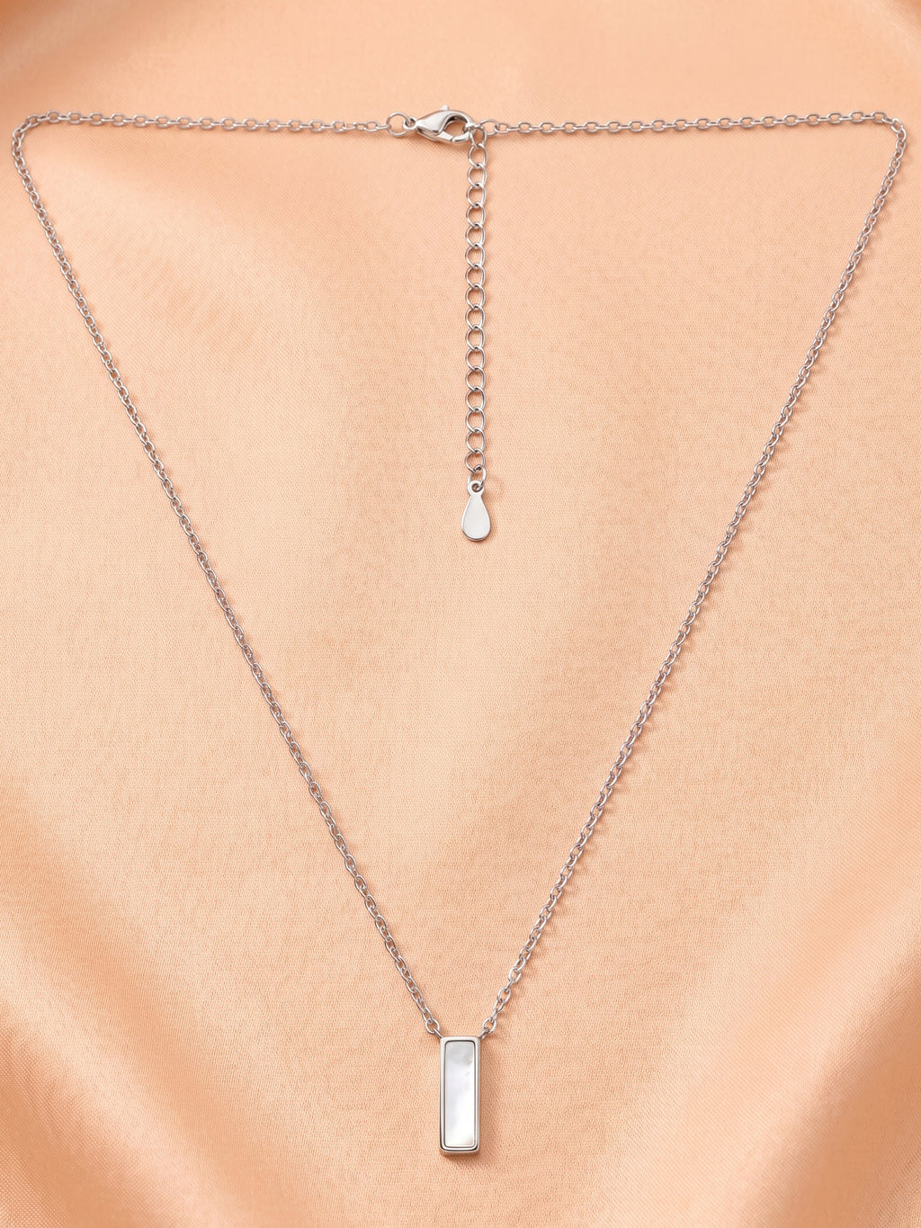 Mother of Pearl Vertical Bar Pendant Necklace