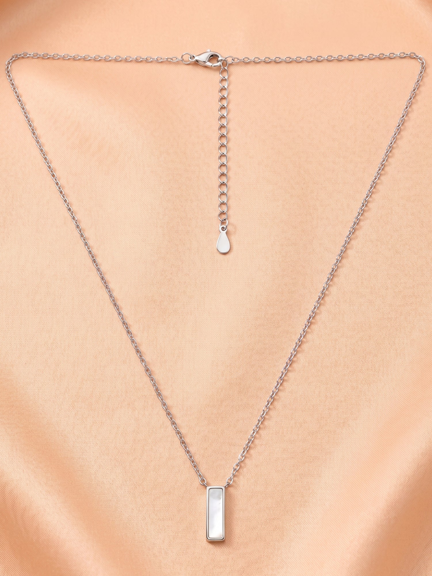 Mother of Pearl Vertical Bar Pendant Necklace