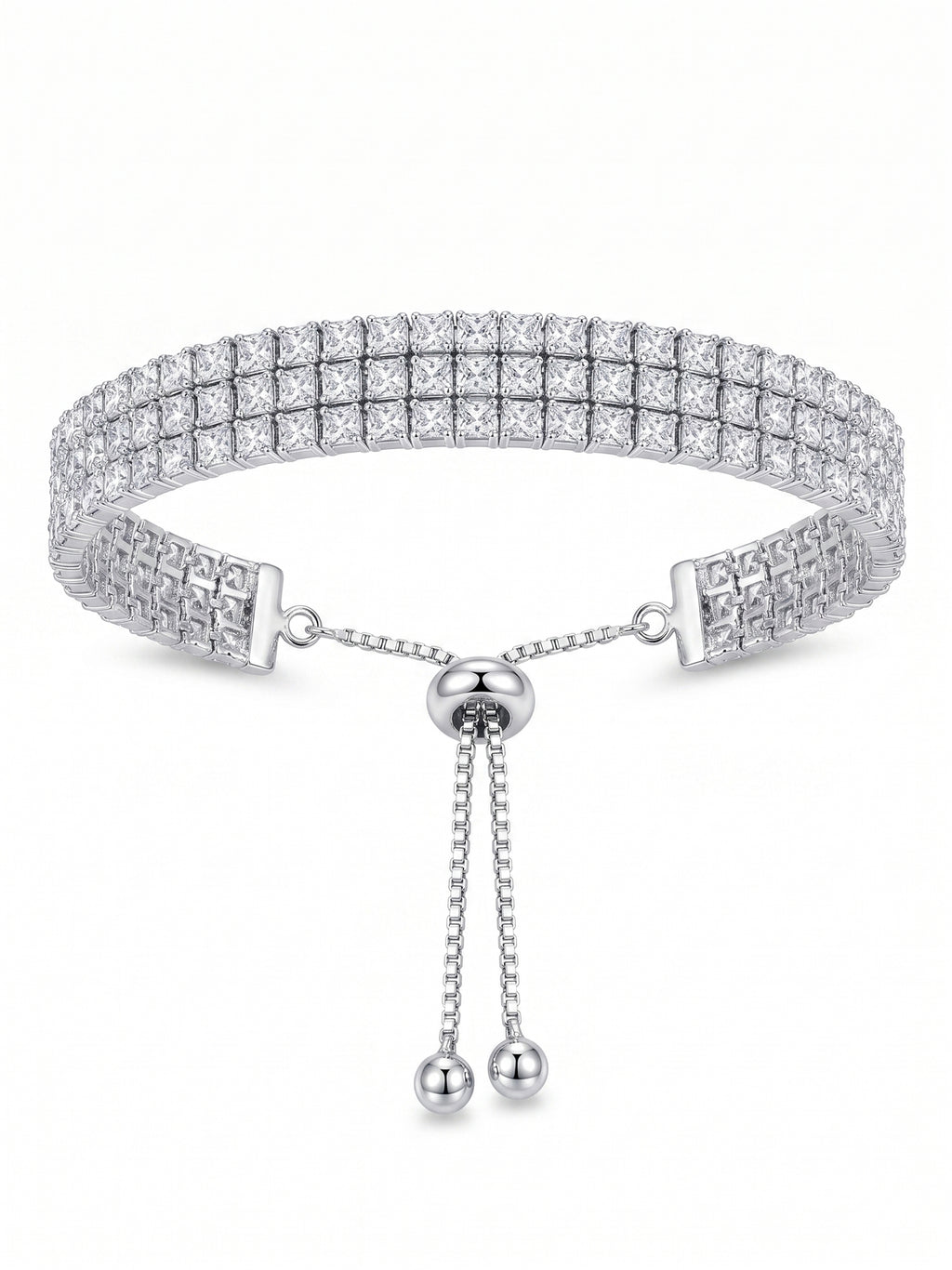 Triple-Row Pavé CZ Bolo Bracelet