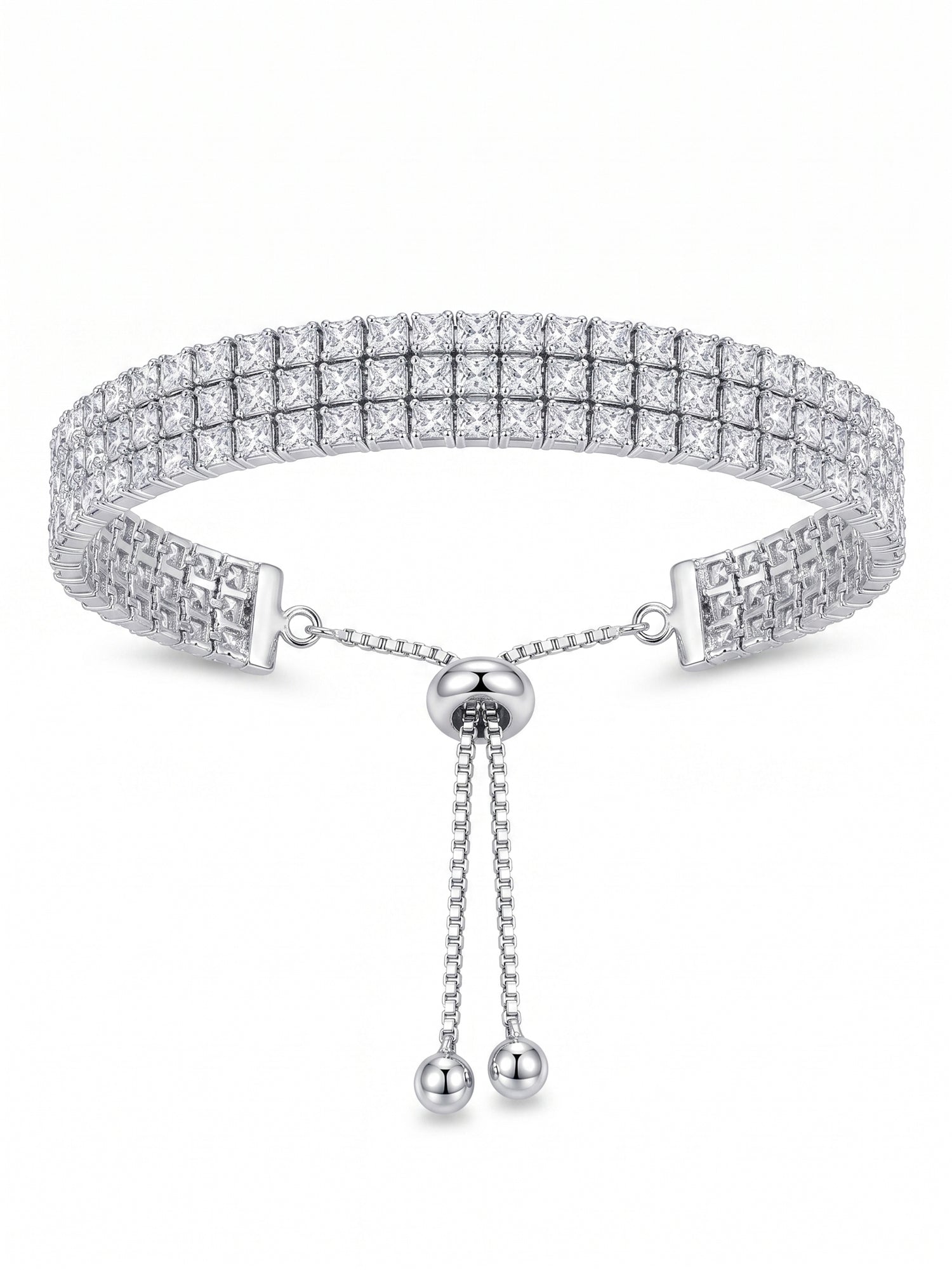 Triple-Row Pavé CZ Bolo Bracelet