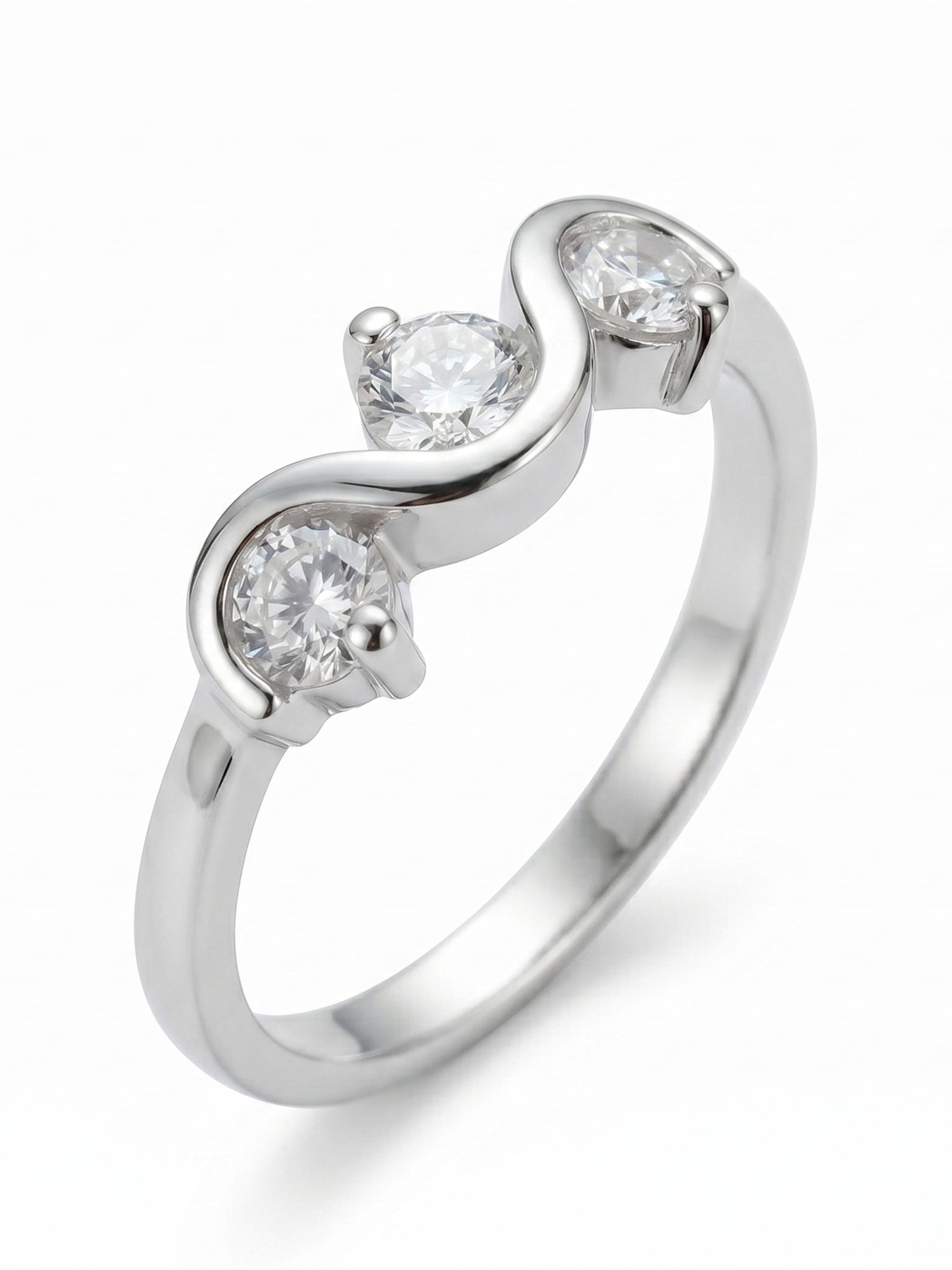 Serpentine Triple Stone Bypass Ring