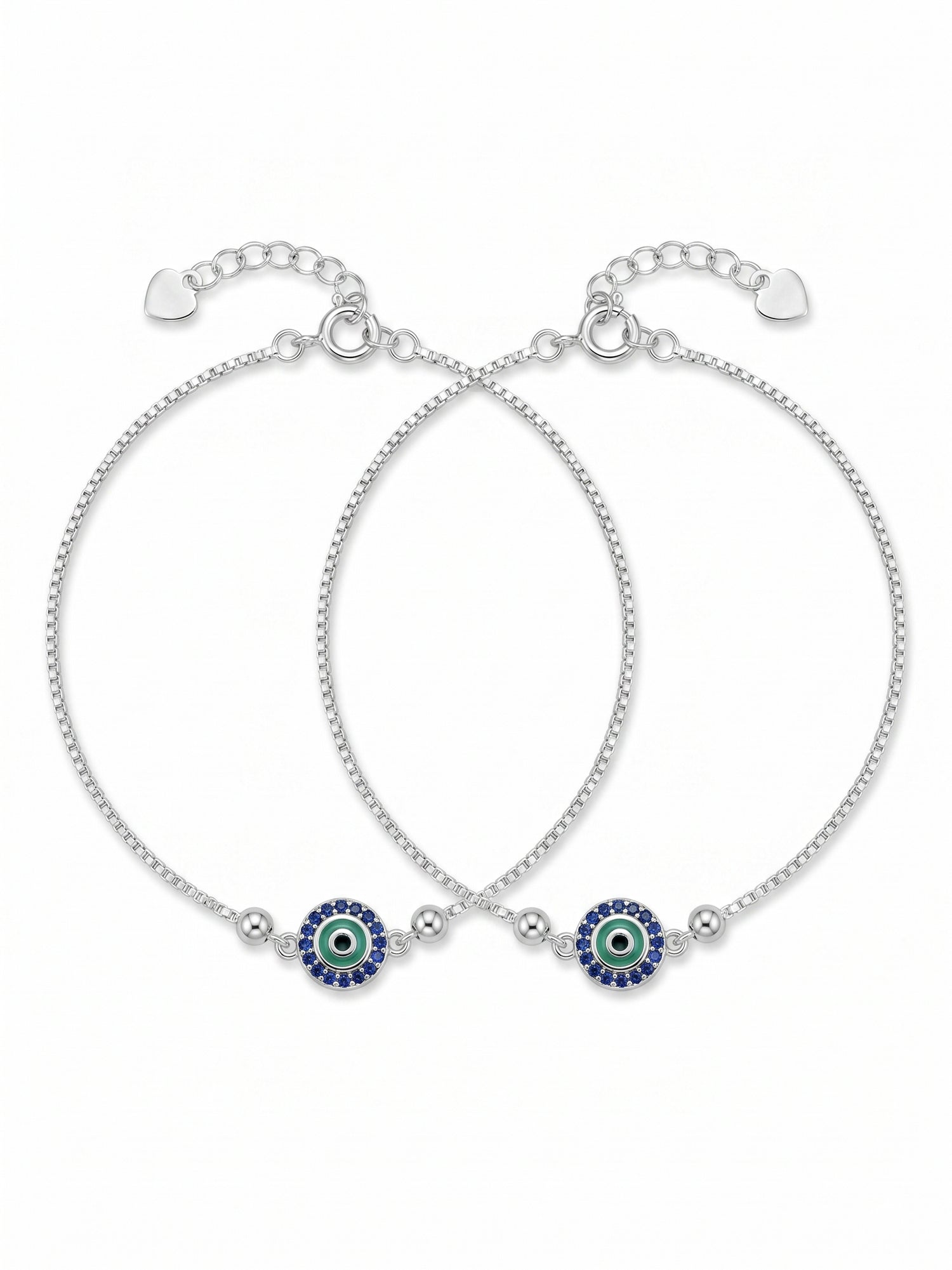 Aegis Sapphire Evil Eye Anklet Pair