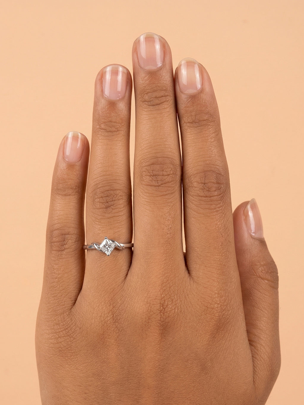 Twist-Kite Princess Solitaire Ring
