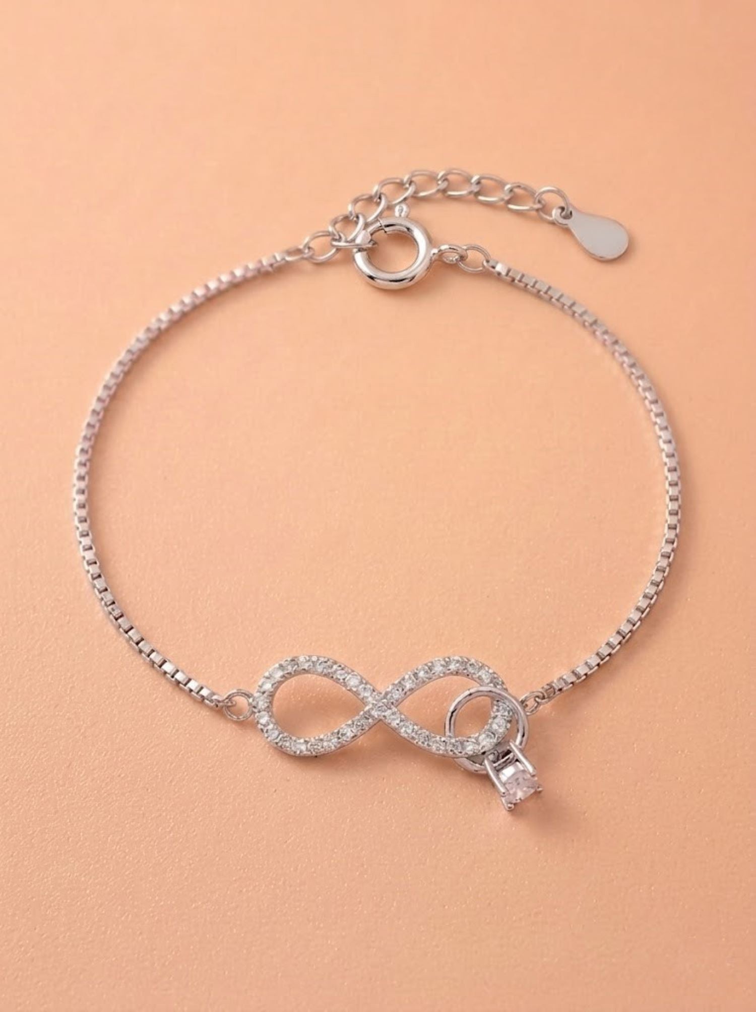 Silver Shimmering Infinity & Radiant Solitaire Bracelet