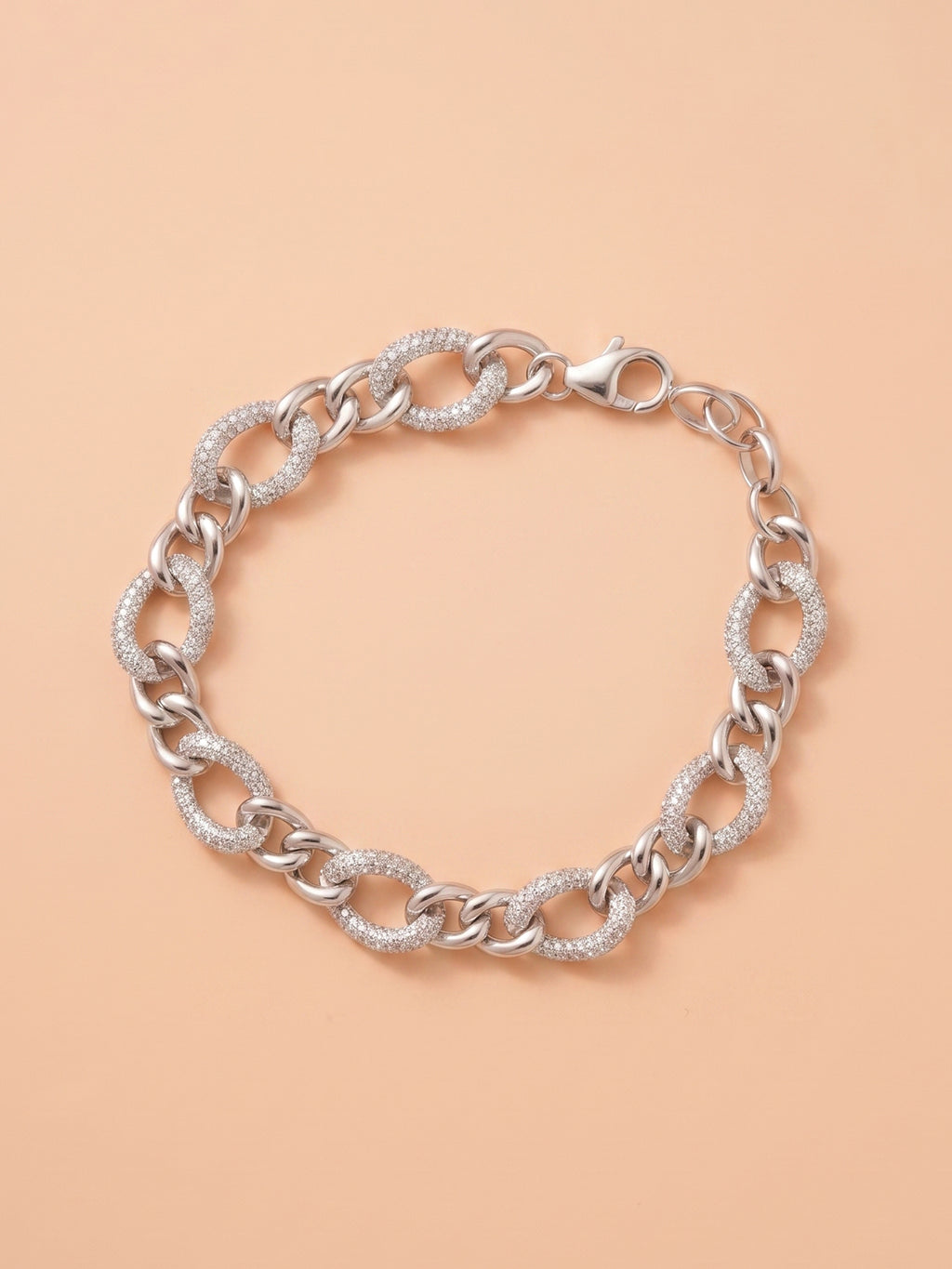 Pavé Alternating Curb Chain Bracelet