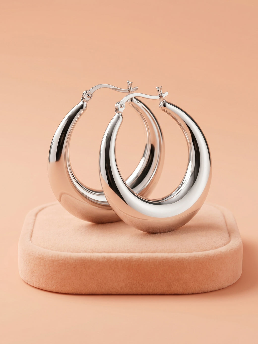 Mirror-Glaze Crescent Hoops