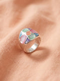 Multicolour Mother of Pearl Floral Dome Ring